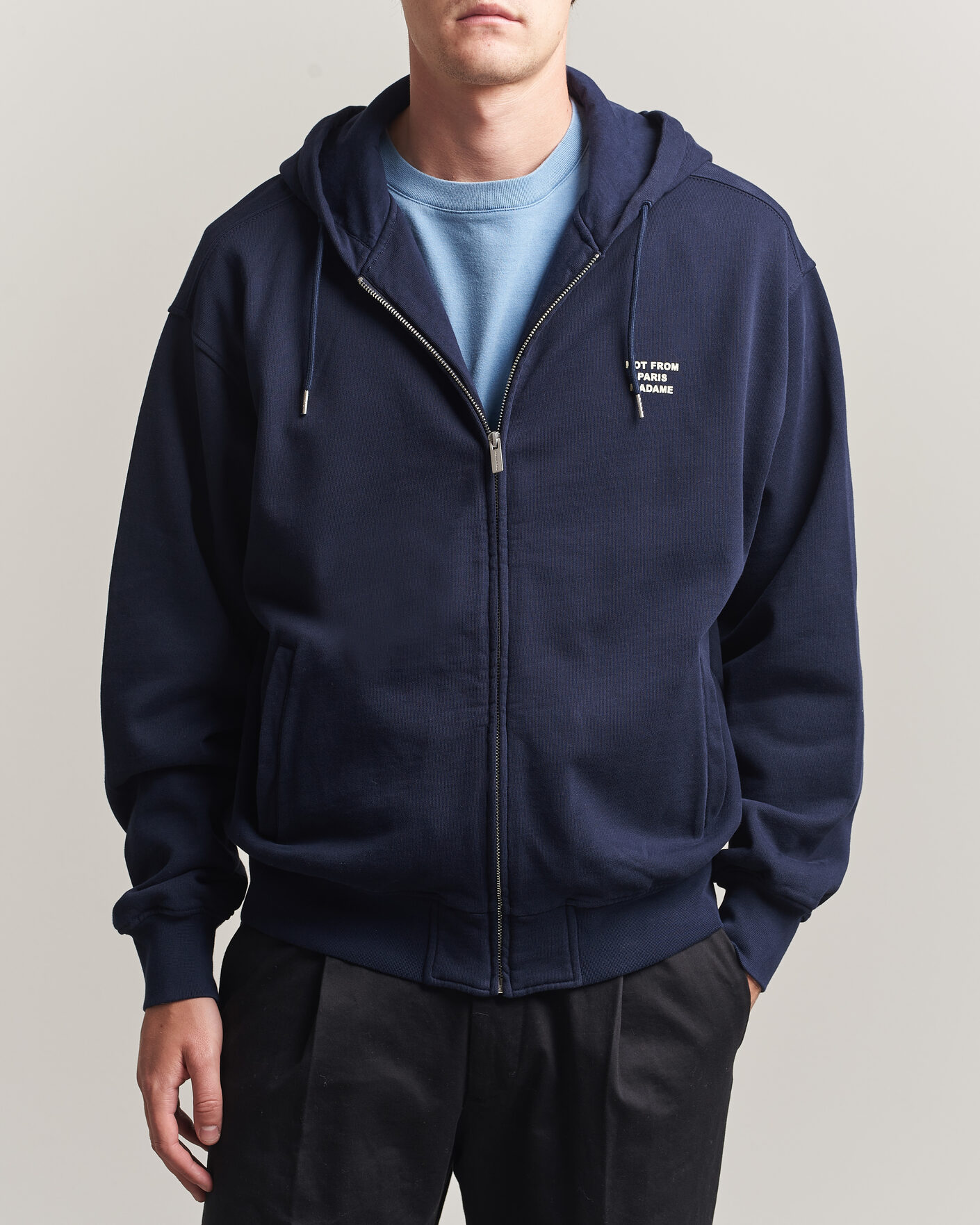 Herren | Pullover | Drôle de Monsieur | Slogan Full Zip Hoodie Navy