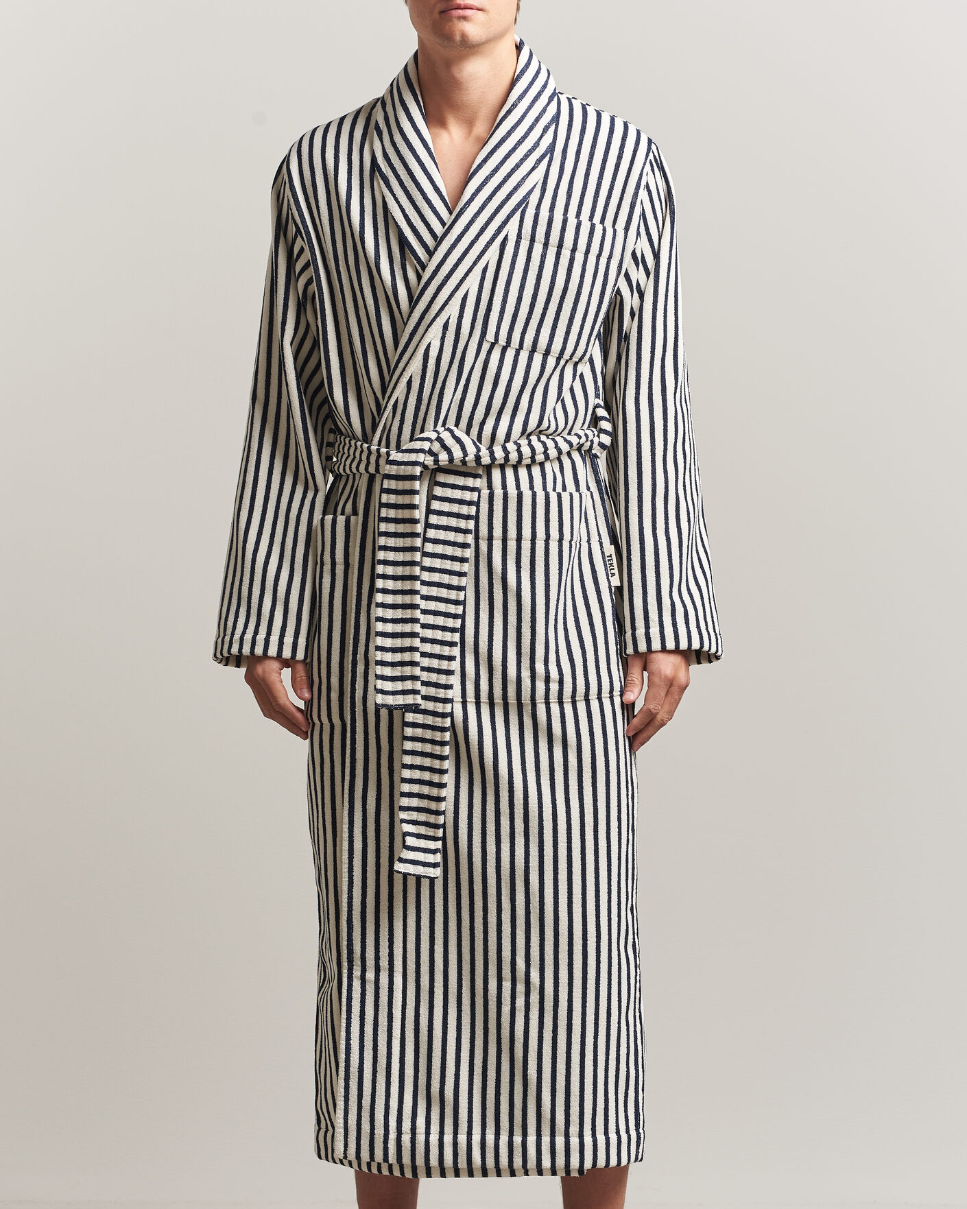 Herren | Schlafanzüge & Bademäntel | Tekla | Organic Terry Classic Bathrobe Sailor Stripes