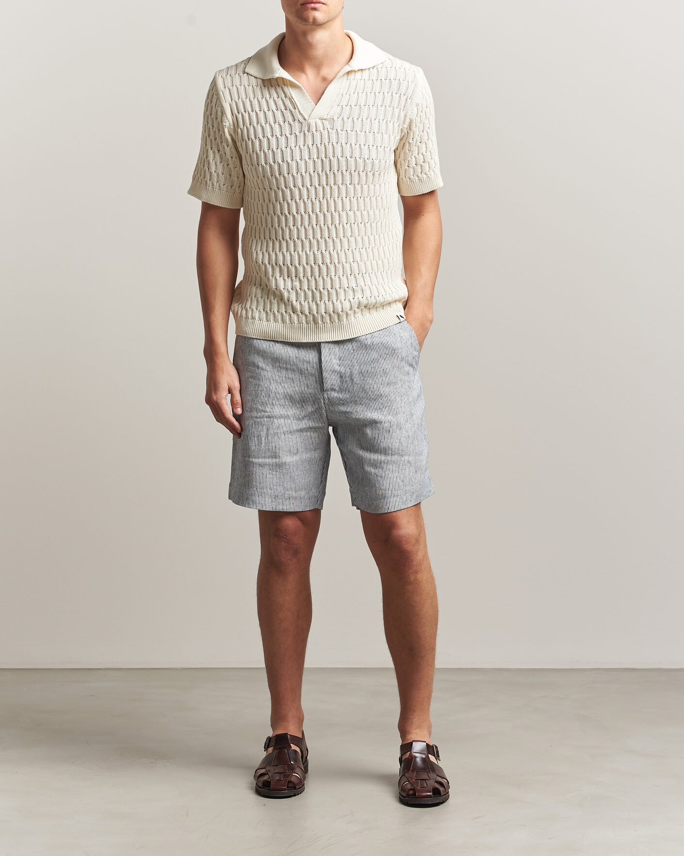 Herren | Shorts | Peregrine | Windsor Linen Shorts Navy Stripe