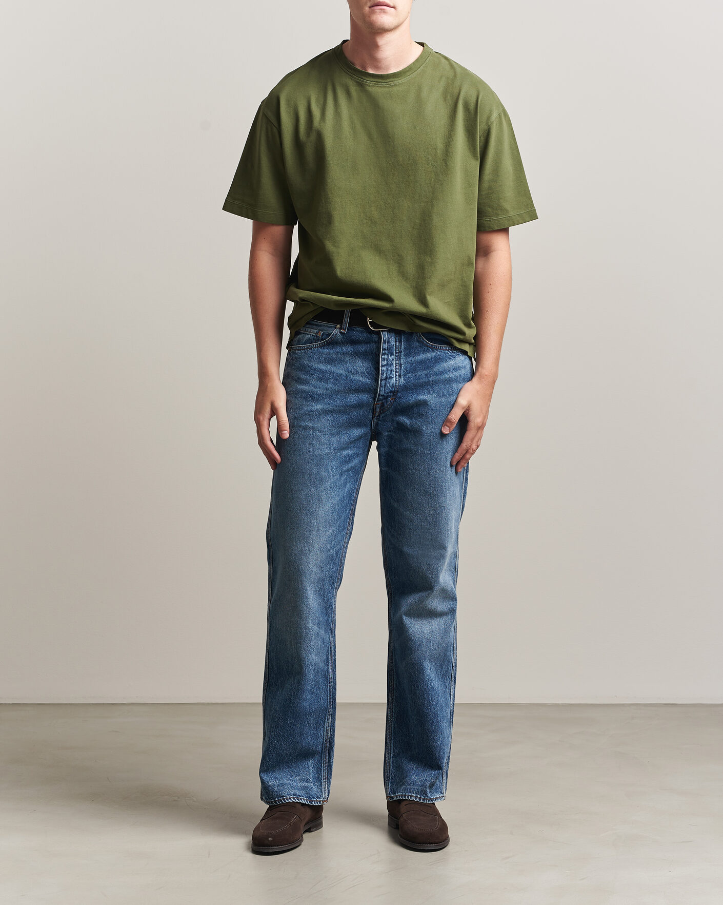 Herren | T-Shirts | Massimo Alba | Nevis Brushed Cotton T-Shirt Moss Green