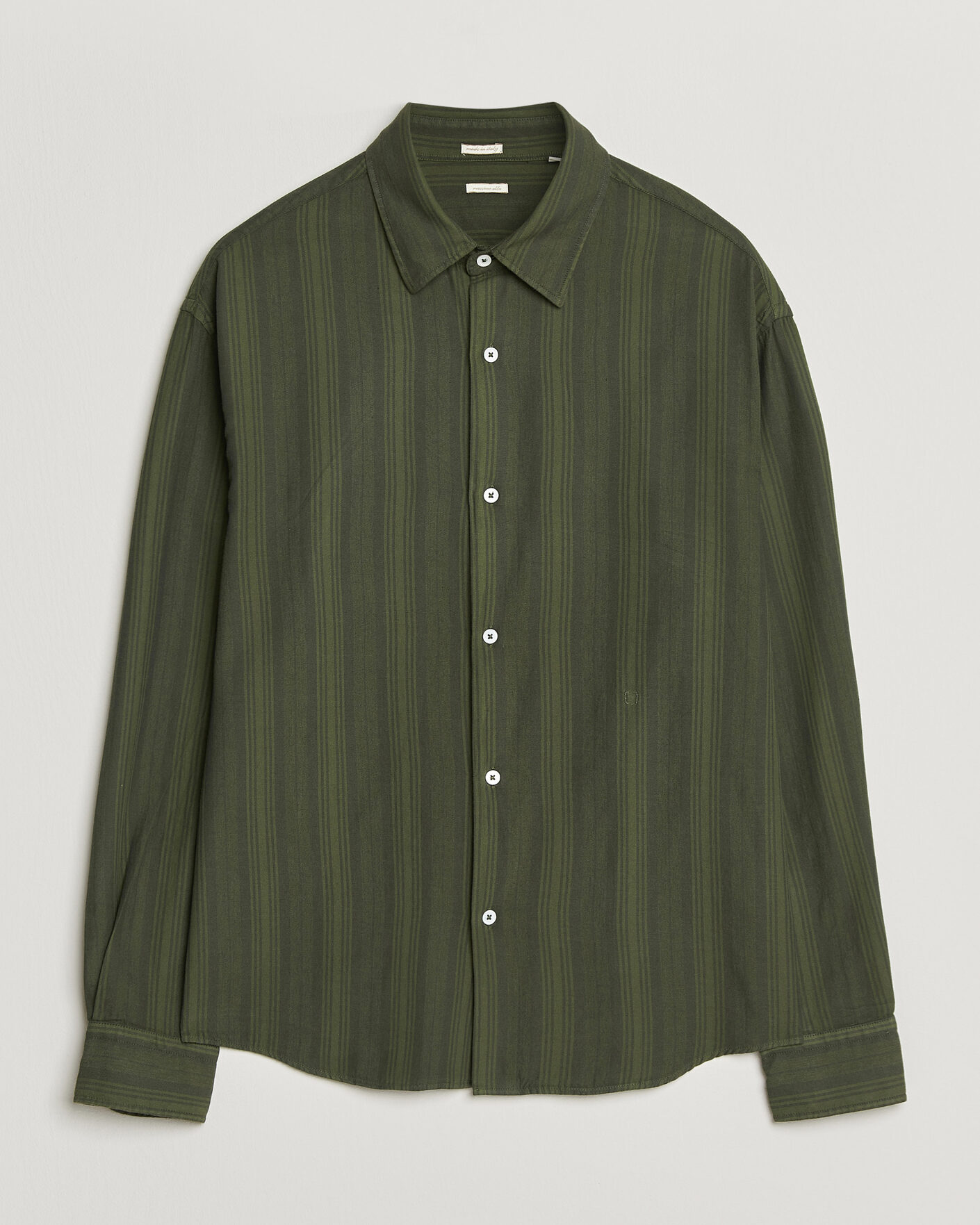 Herren | Hemden | Massimo Alba | Boxy Striped Cotton Shirt Moss Green