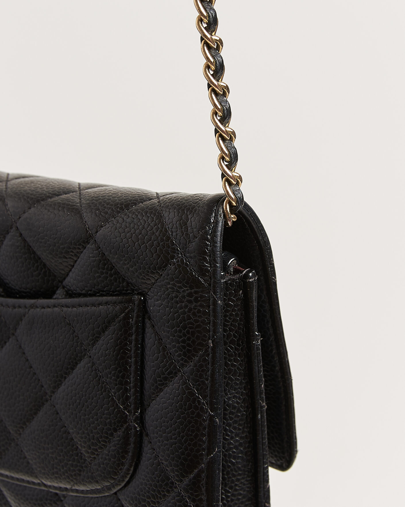 Herren | Pre-Owned & Vintage Bags | Chanel Pre-Owned | Wallet On Chain Caviar Leather Black