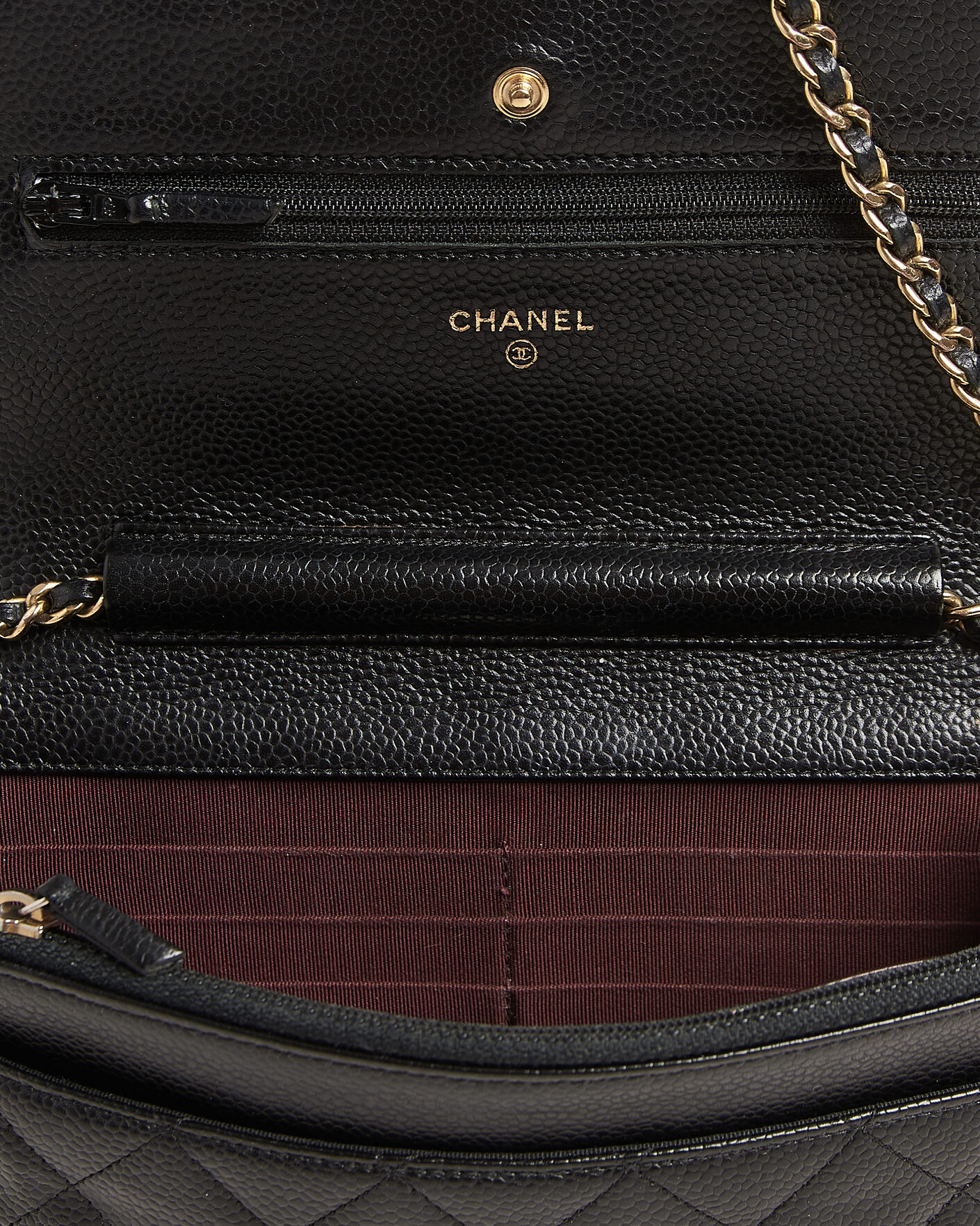Herren | Pre-Owned & Vintage Bags | Chanel Pre-Owned | Wallet On Chain Caviar Leather Black