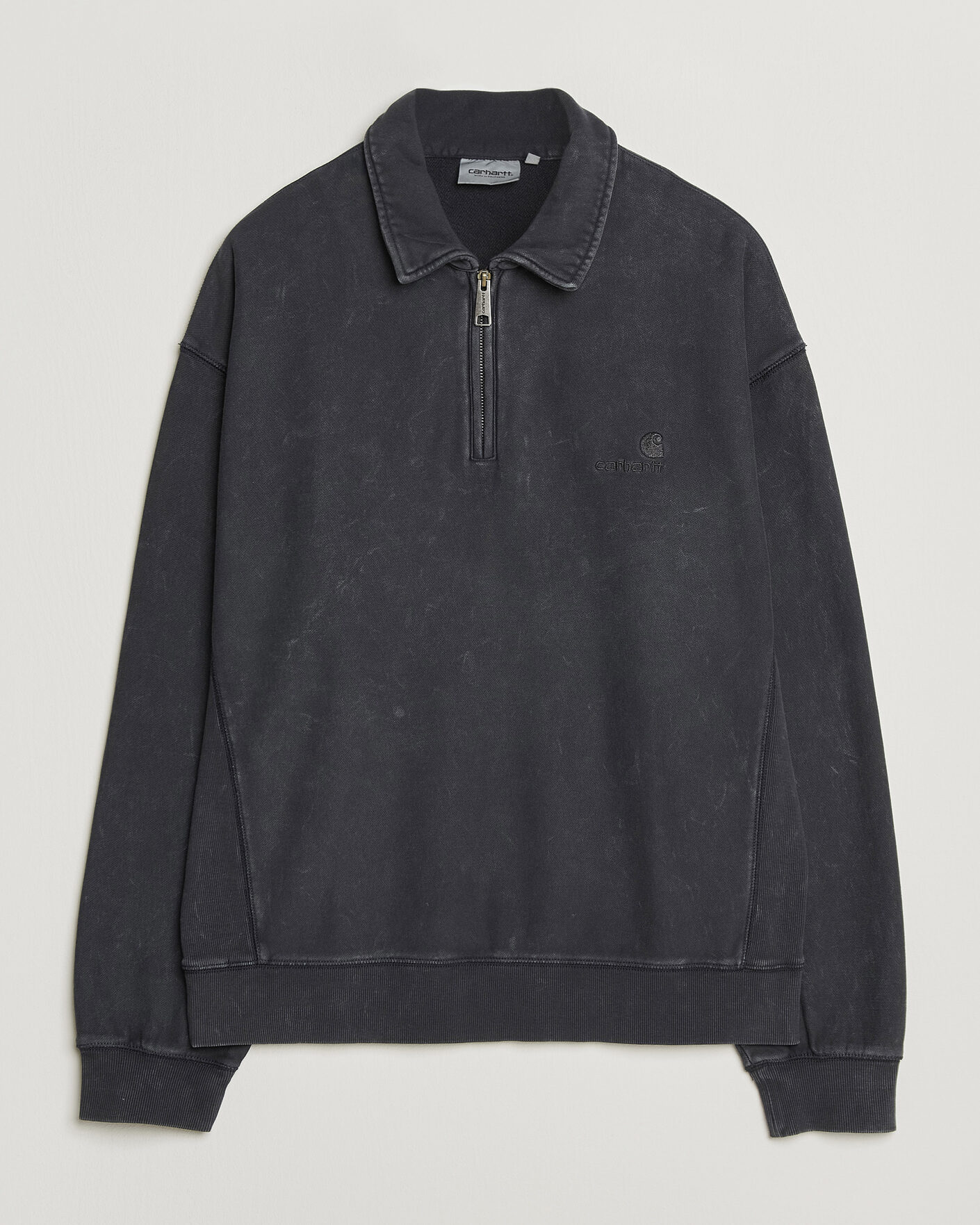 Herren | Pullover | Carhartt WIP | Lambert Washed Polo Sweatshirt Black Moon Wash