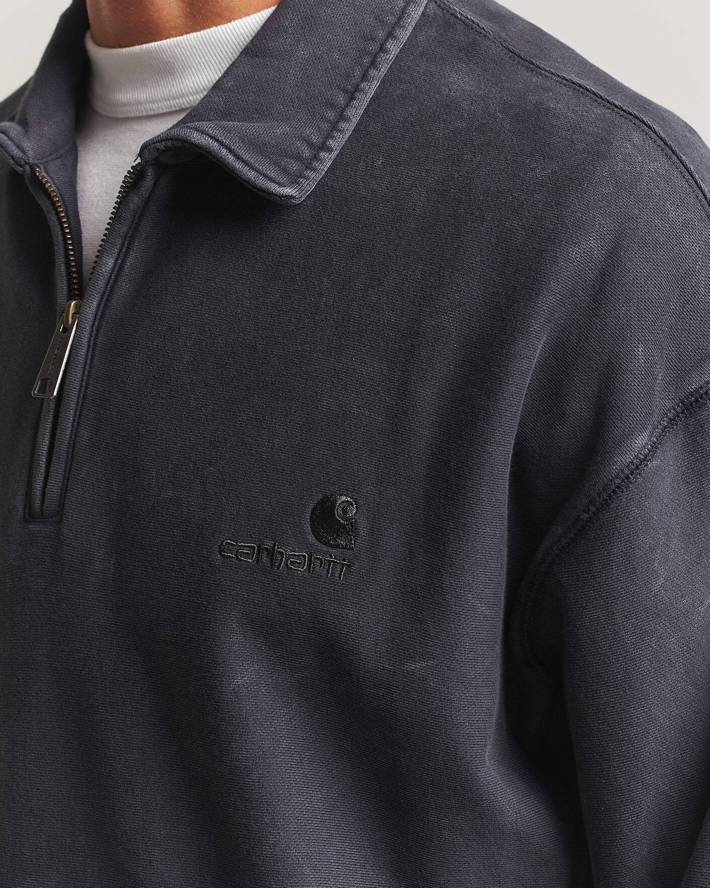 Herren | Pullover | Carhartt WIP | Lambert Washed Polo Sweatshirt Black Moon Wash