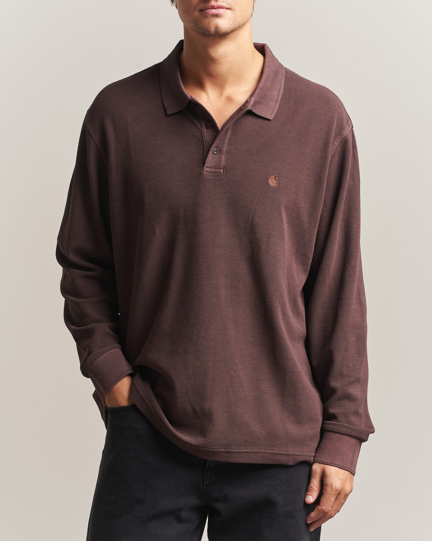Herren | Pullover | Carhartt WIP | Long Sleeve Waffle Rugby Shirt Palisander Brown