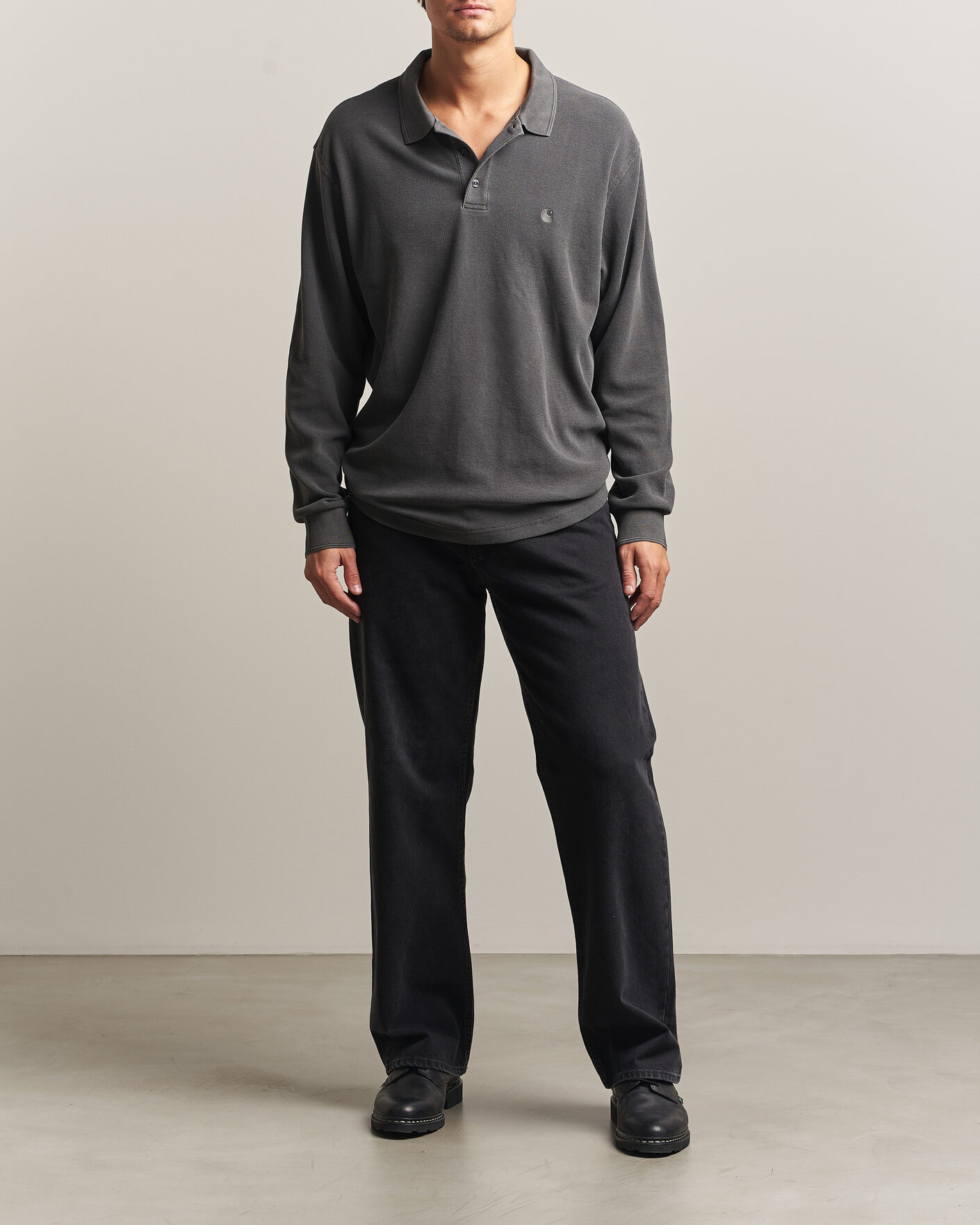 Herren | Pullover | Carhartt WIP | Long Sleeve Waffle Rugby Shirt Black