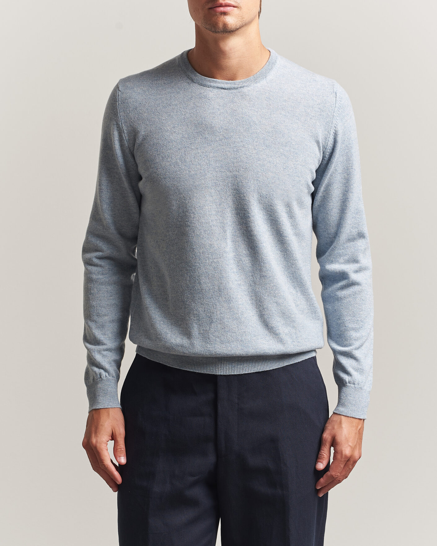 Herren | Pullover | Fedeli | Pure Cashmere Crew Neck Light Blue