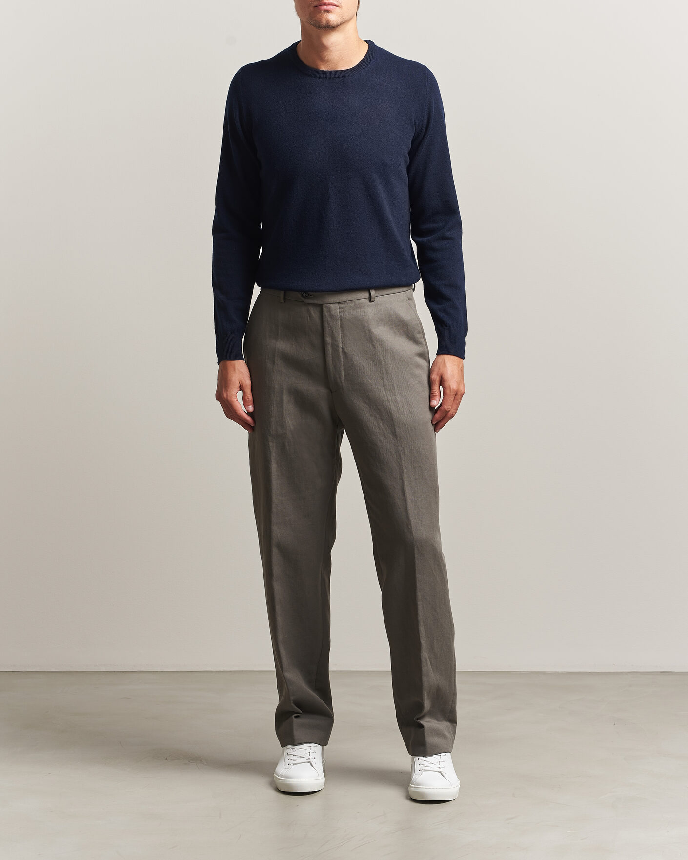 Herren | Pullover | Fedeli | Pure Cashmere Crew Neck Navy Blue