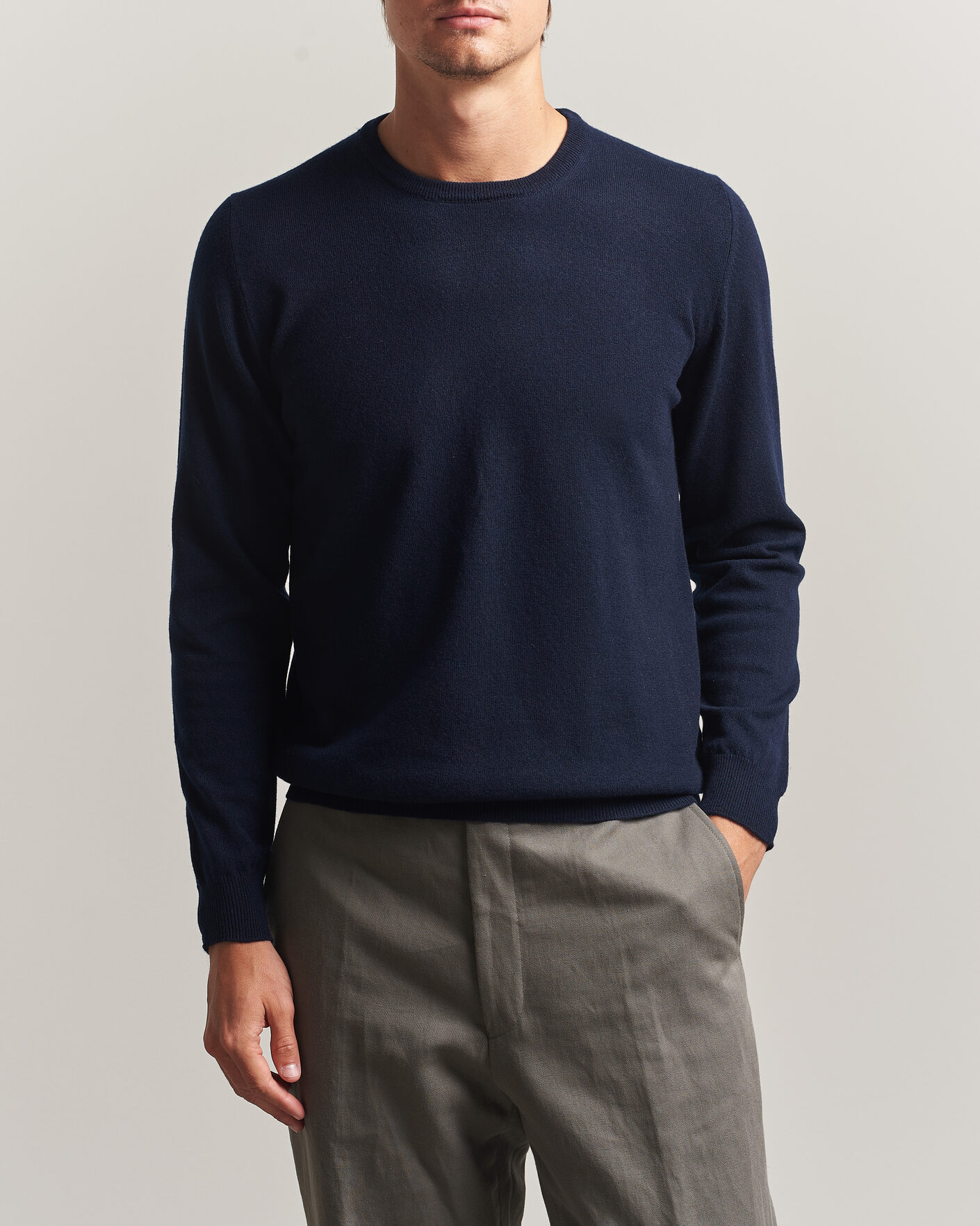 Herren | Pullover | Fedeli | Pure Cashmere Crew Neck Navy Blue
