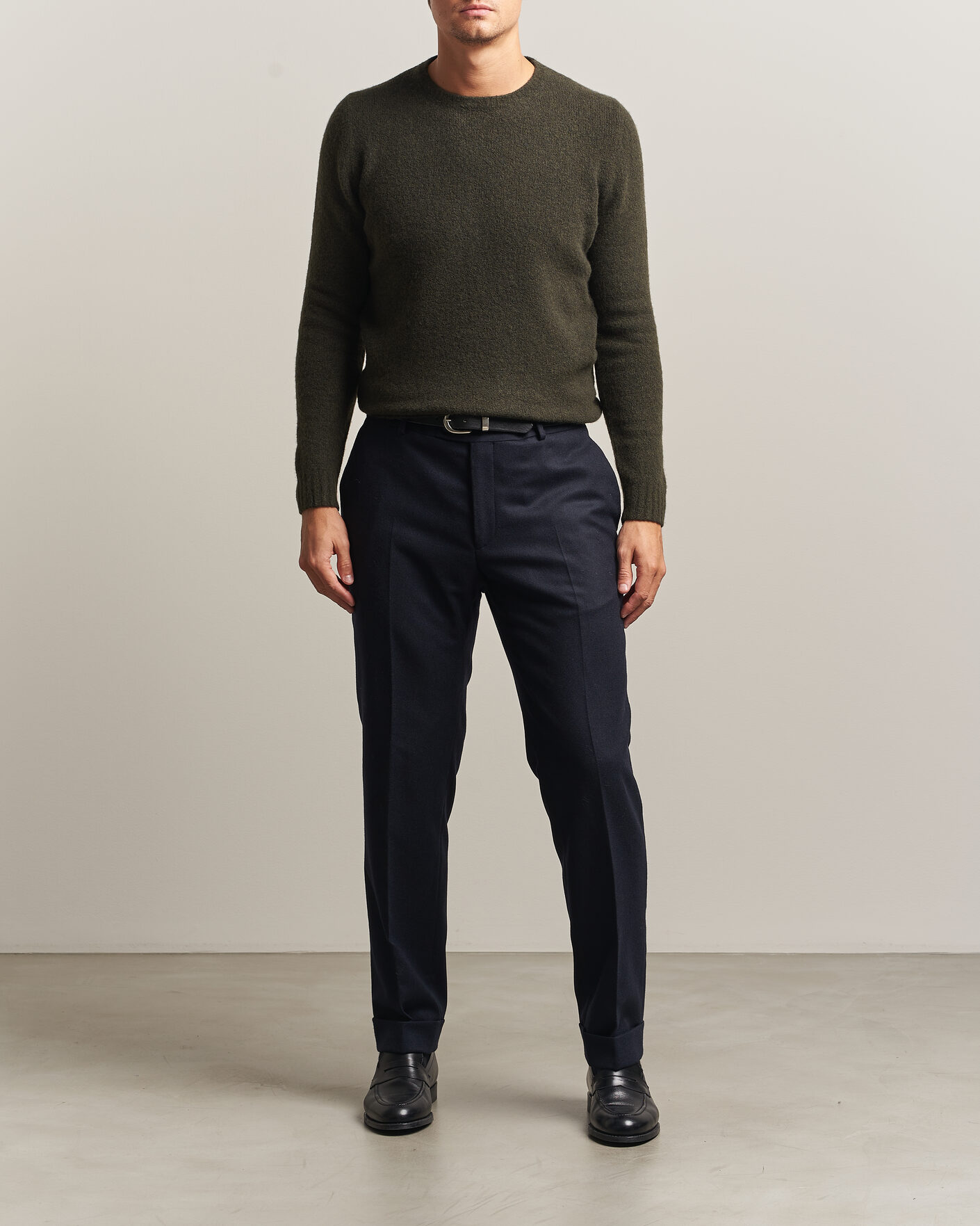 Herren | Pullover | Fedeli | Cashmere Blend Boucle Sweater Forest Green