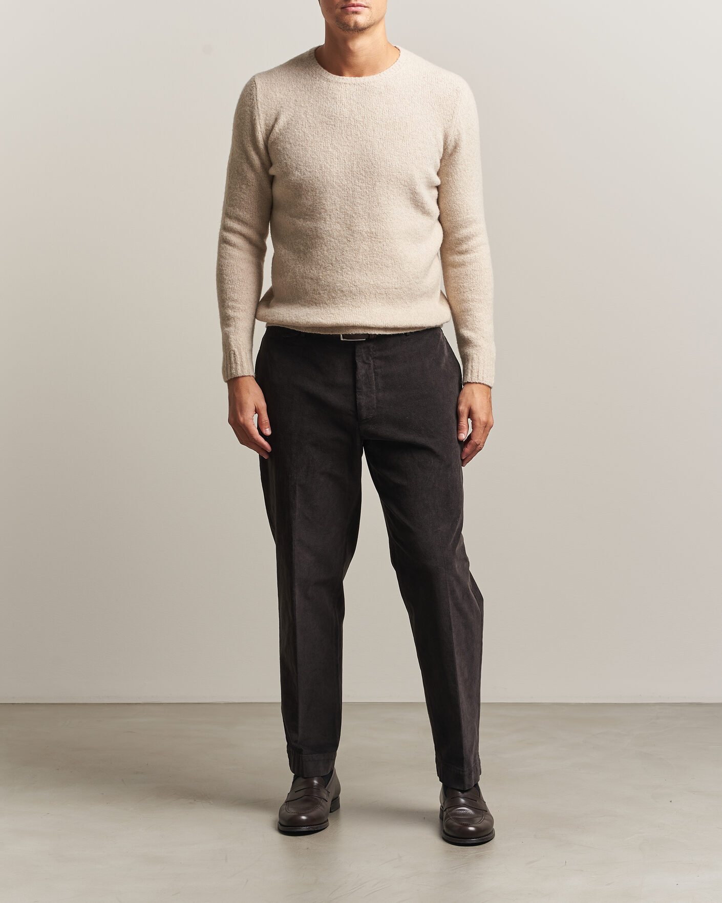 Herren | Pullover | Fedeli | Cashmere Blend Boucle Sweater Light Grey