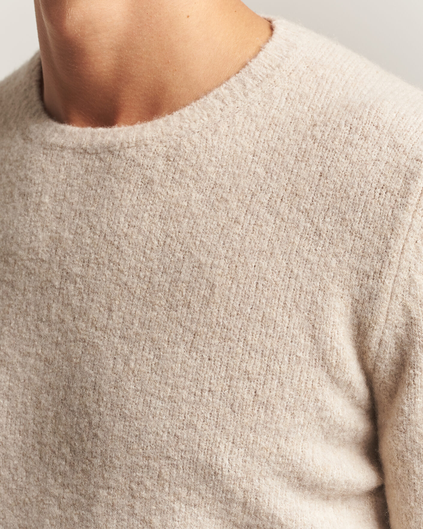 Herren | Pullover | Fedeli | Cashmere Blend Boucle Sweater Light Grey
