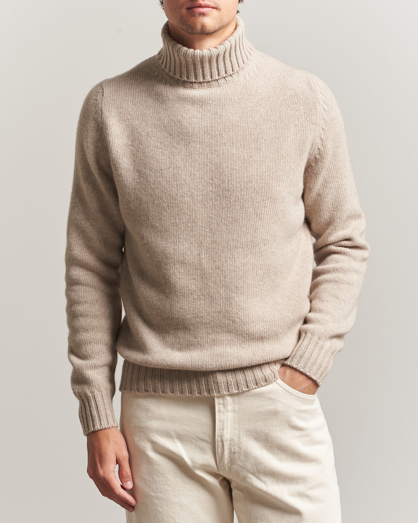 Herren | Pullover | Fedeli | Wool/Cashmere Rollneck Beige