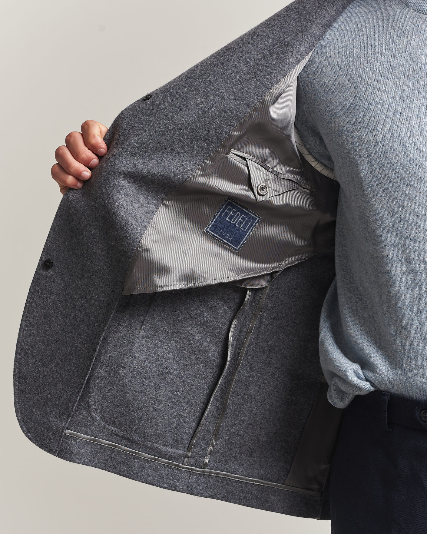 Herren | Sakkos | Fedeli | Cashmere Flannel Jacket Grey Melange