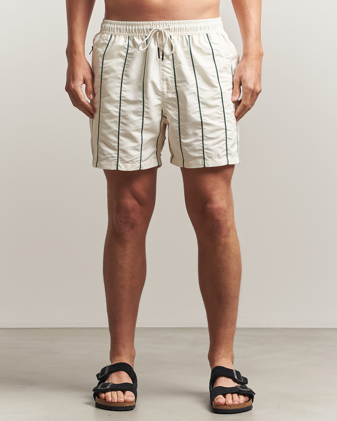 Herren | Badehosen | OAS | Granada Striped Swimshorts White/Green