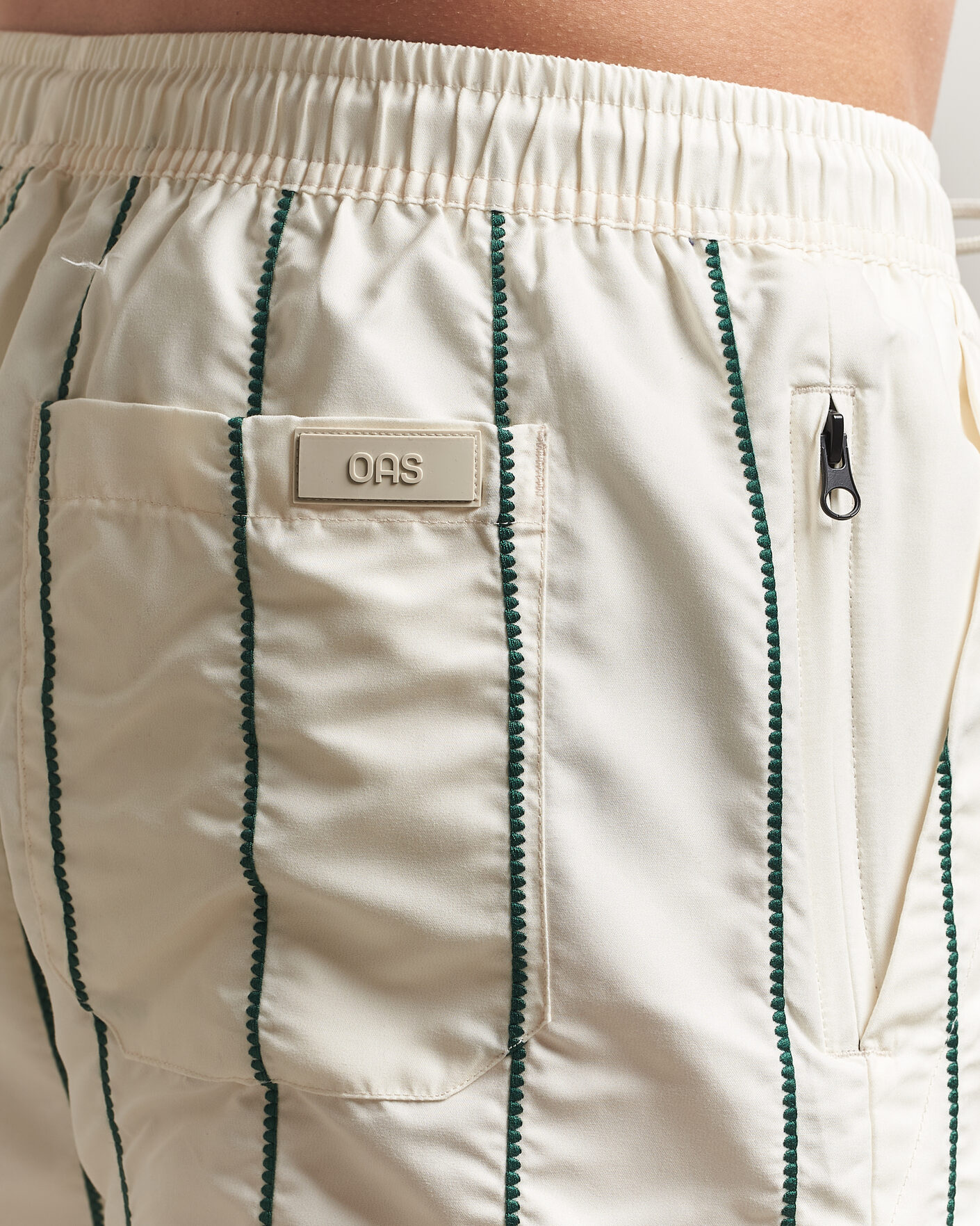 Herren | Badehosen | OAS | Granada Striped Swimshorts White/Green