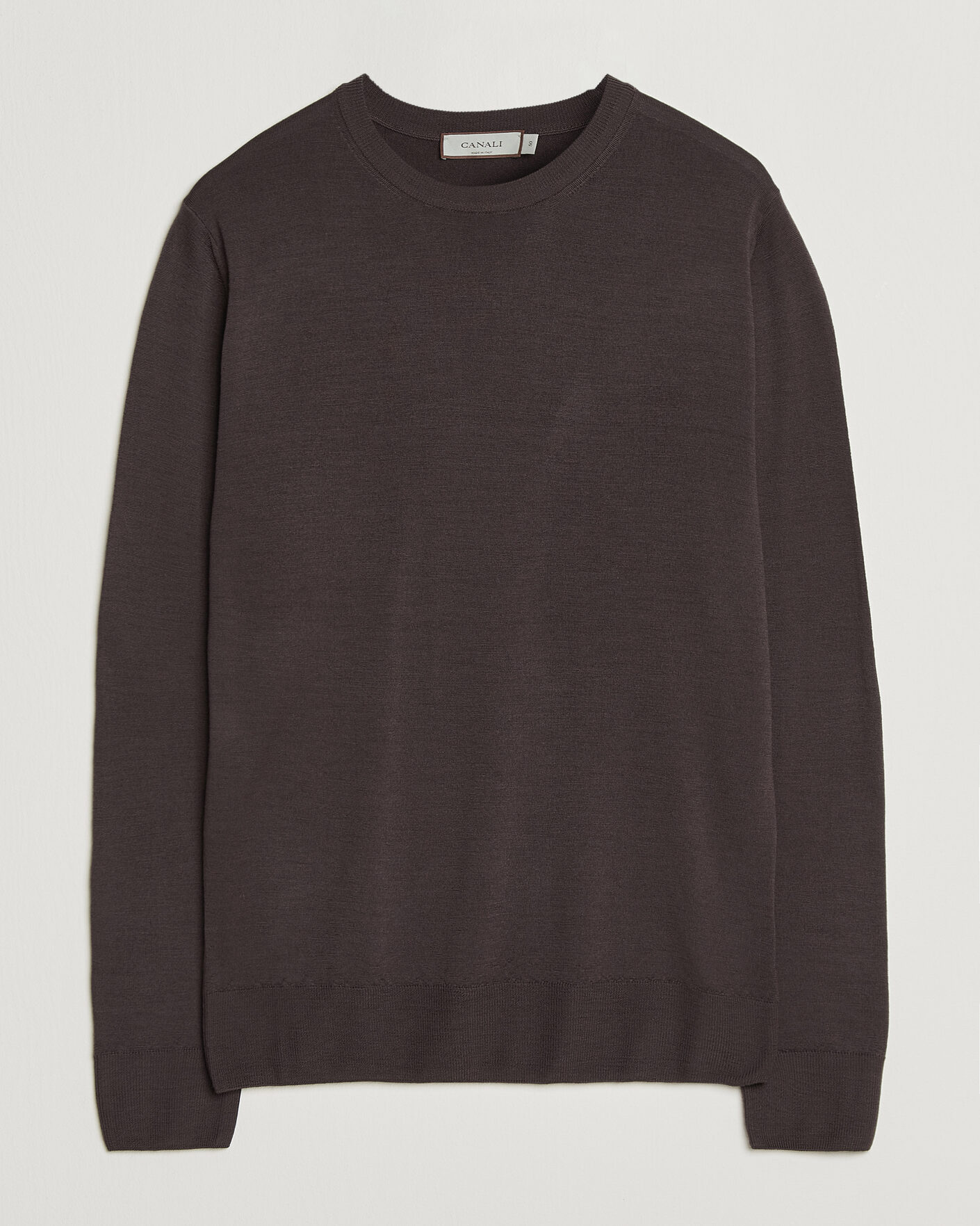 Herren | Pullover | Canali | Merino Wool Crew Neck Dark Brown