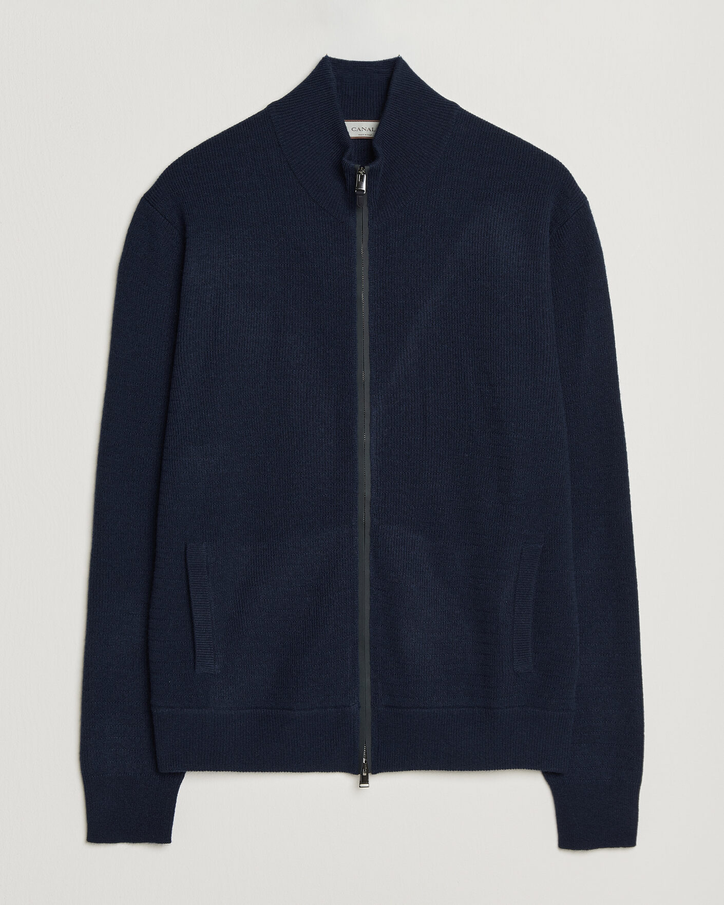 Herren | Pullover | Canali | Wool/Cashmere Full Zip Cardigan Navy