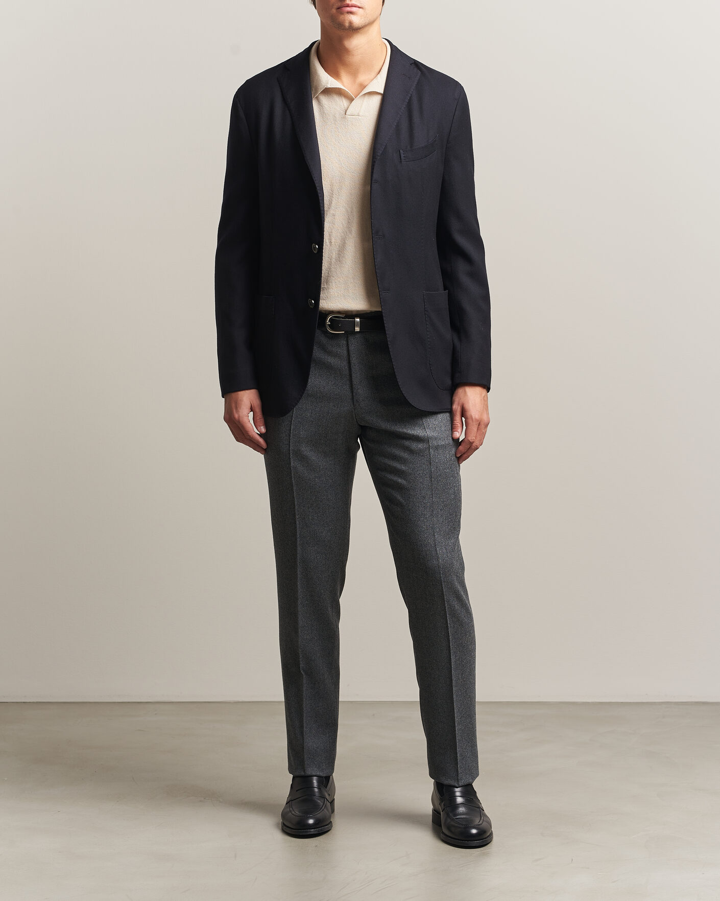 Herren | Hosen | Canali | Slim Fit Flannel Trousers Grey Melange