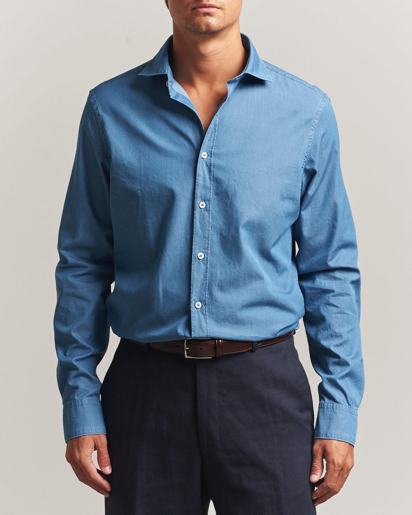 Herren | Hemden | Canali | Denim Shirt Stone Wash