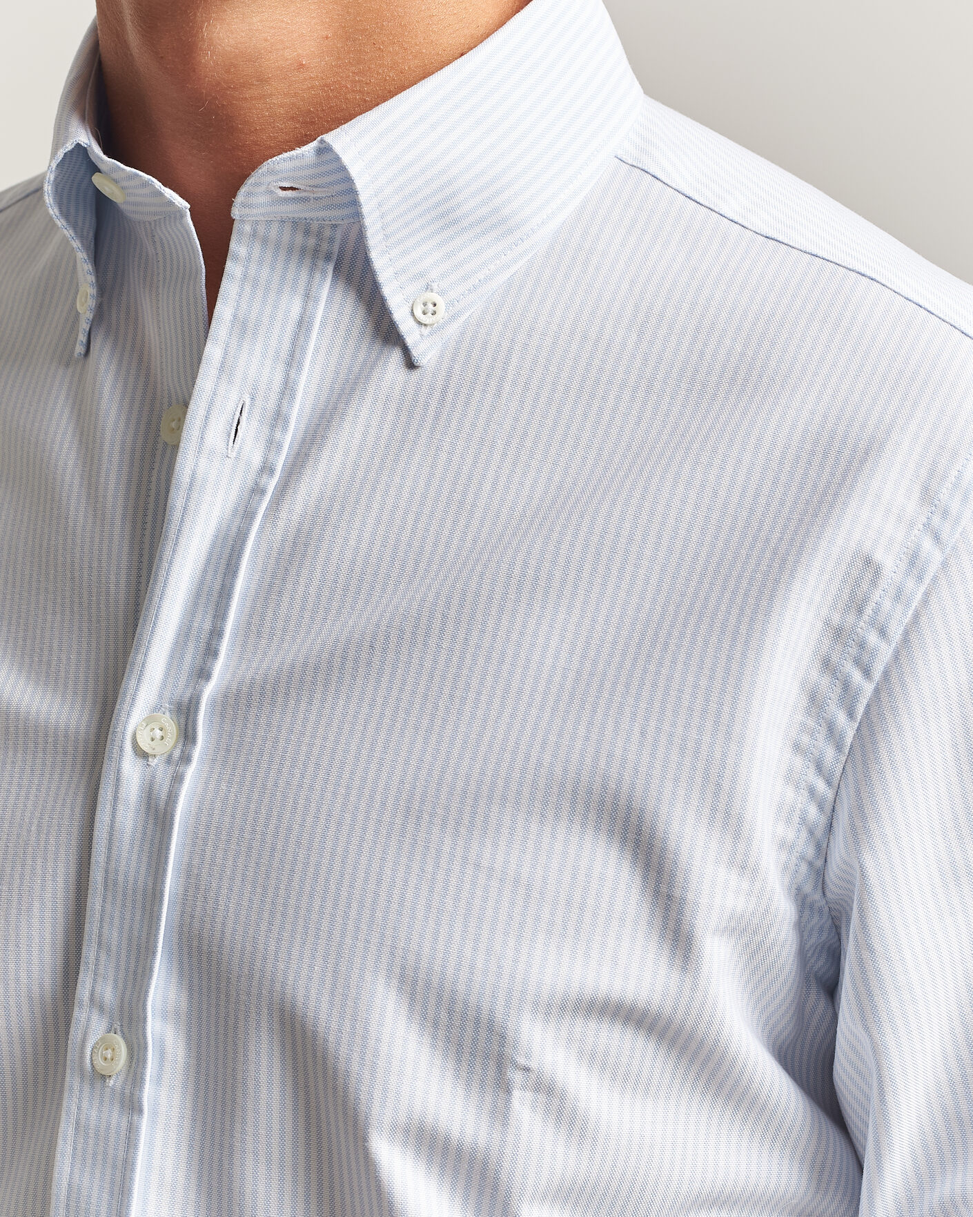 Herren | Hemden | Canali | Oxford Button Down Shirt Light Blue Stripe