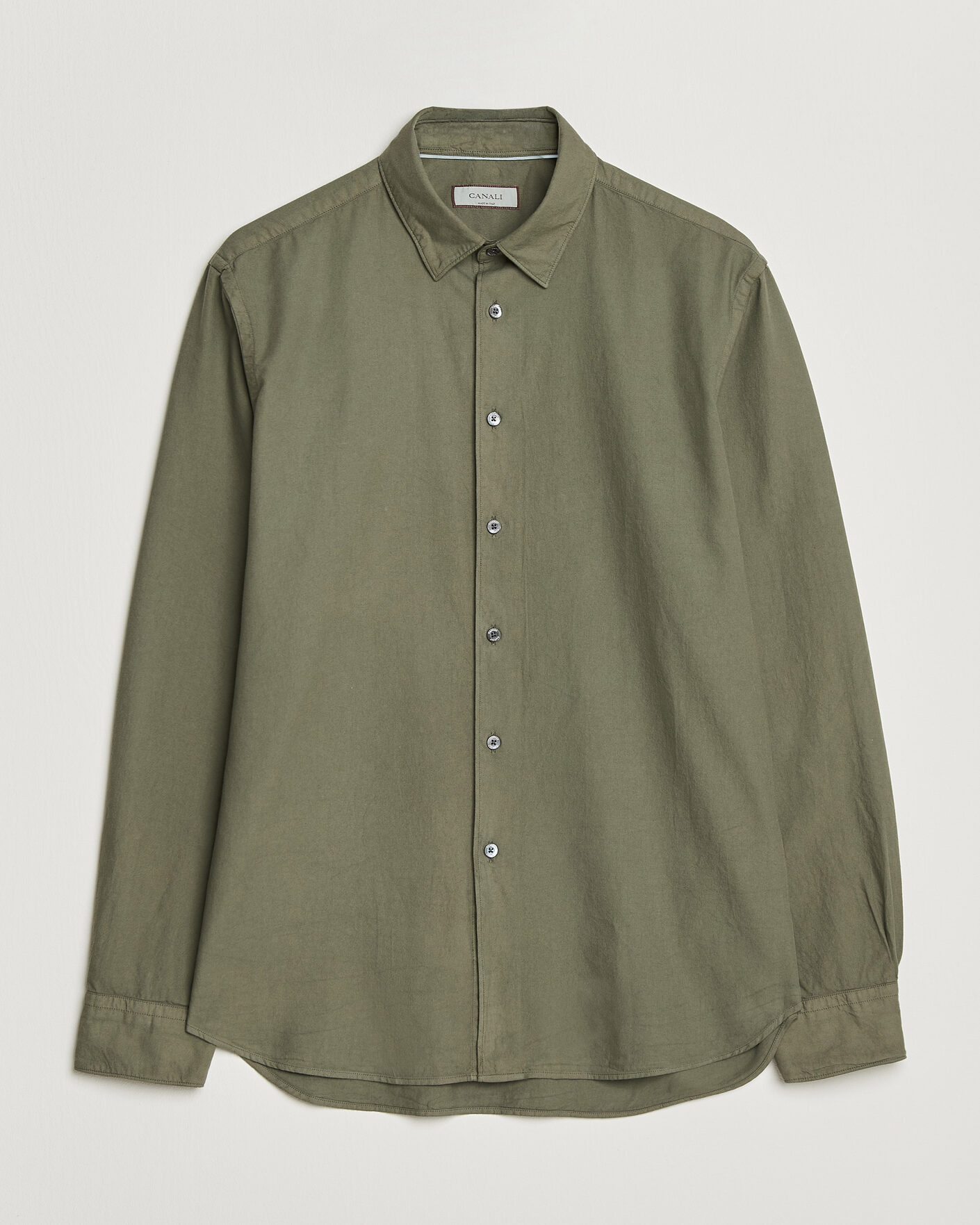 Herren | Hemden | Canali | Garment Dyed Cotton Shirt Olive
