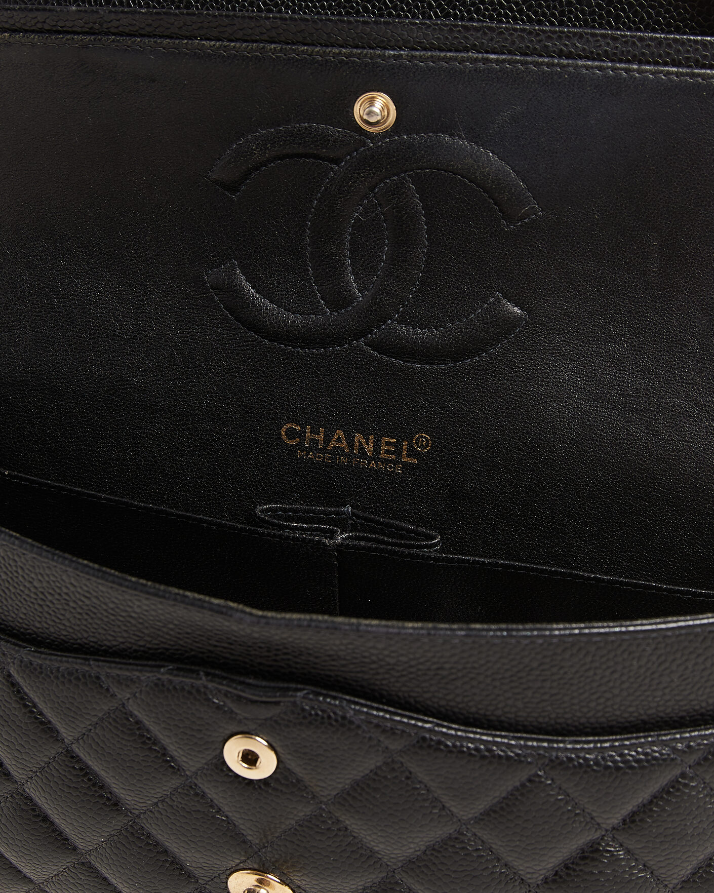 Herren | Pre-Owned & Vintage Bags | Chanel Pre-Owned | Classic Medium Double Flap Bag Caviar Leather Black
