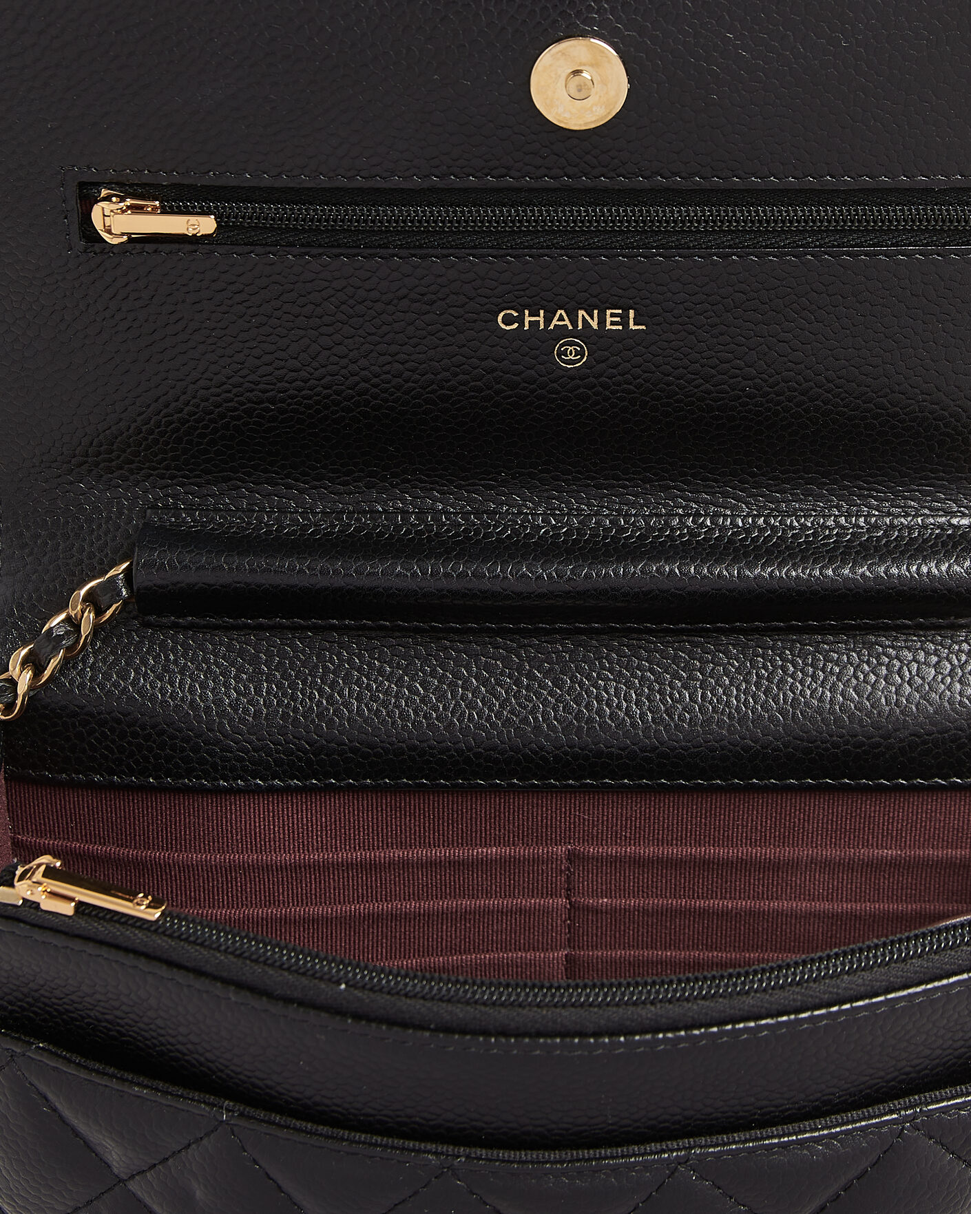 Herren | Pre-Owned & Vintage Bags | Chanel Pre-Owned | Wallet On Chain Caviar Leather Black