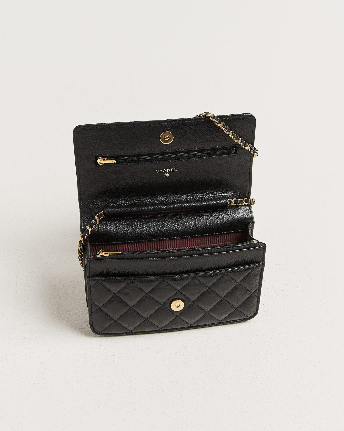 Herren | Pre-Owned & Vintage Bags | Chanel Pre-Owned | Wallet On Chain Caviar Leather Black