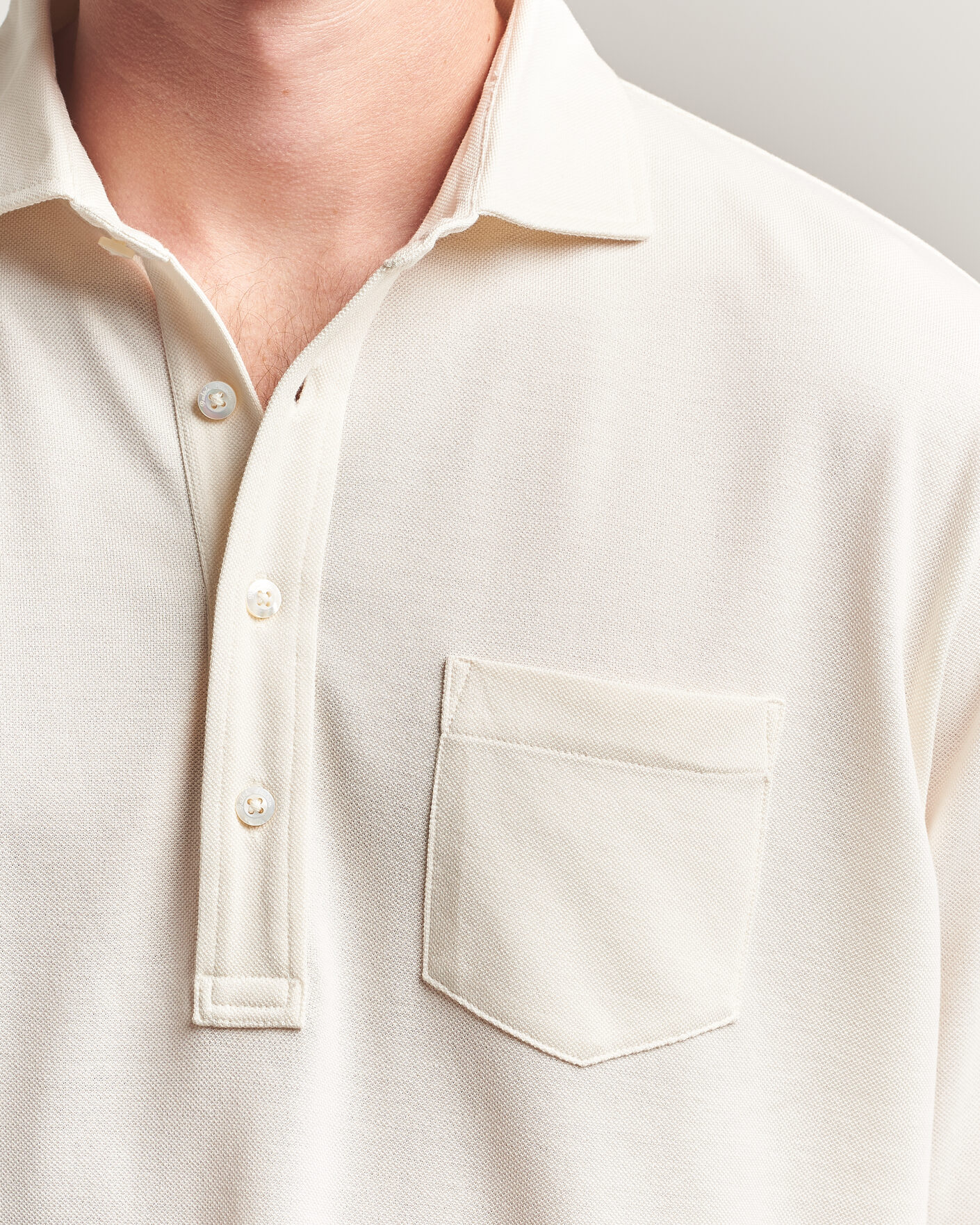 Herren | Poloshirts | Ralph Lauren Purple Label | Long Sleeve Washed Polo Classic Cream