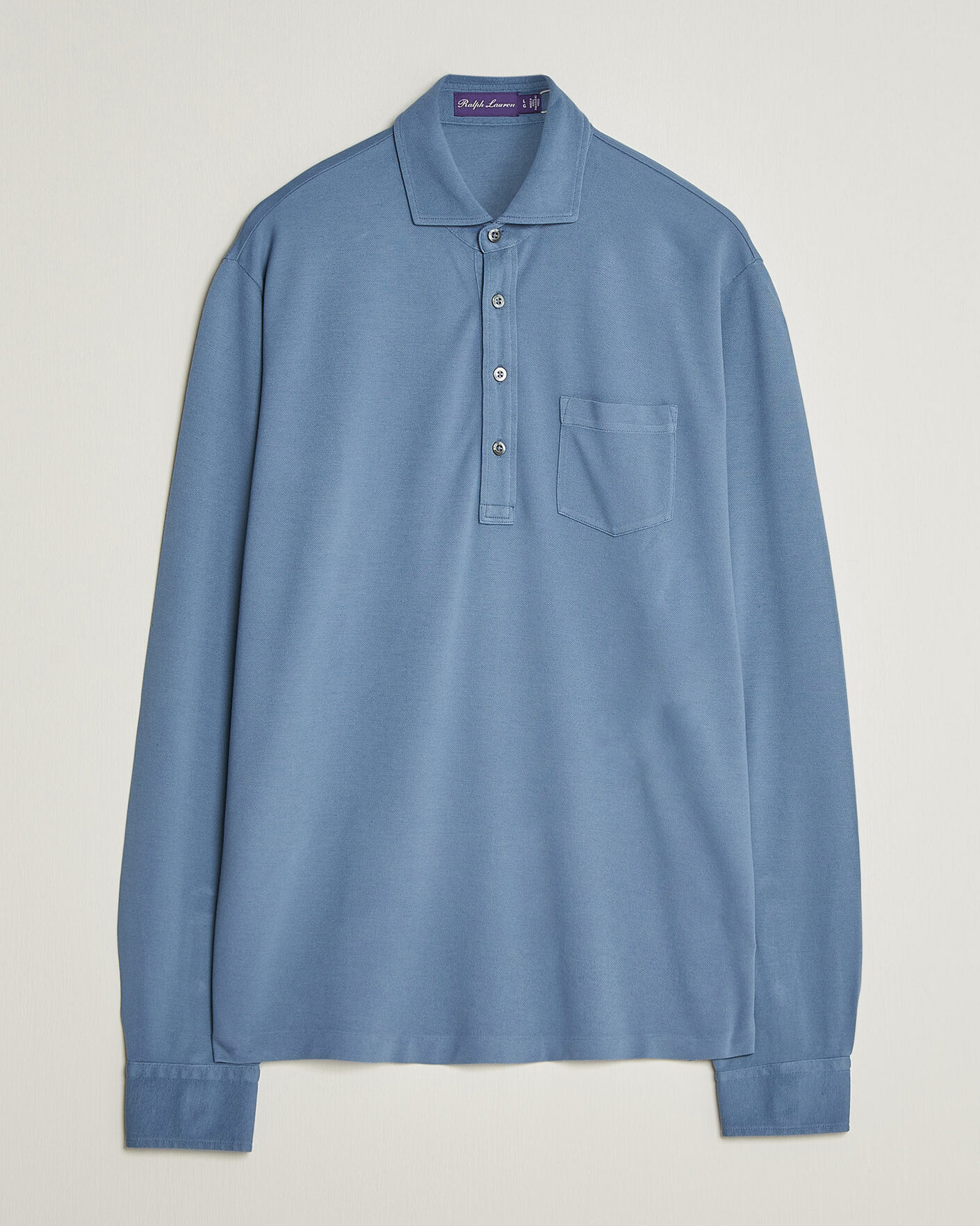 Herren | Poloshirts | Ralph Lauren Purple Label | Long Sleeve Washed Polo Blue Horizon