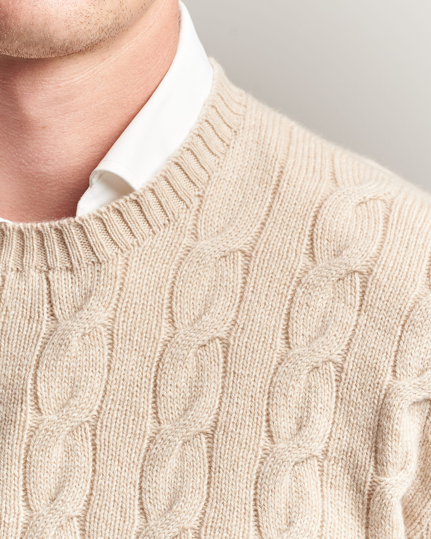 Herren | Pullover | Ralph Lauren Purple Label | Cashmere Cable Sweater Beige Melange