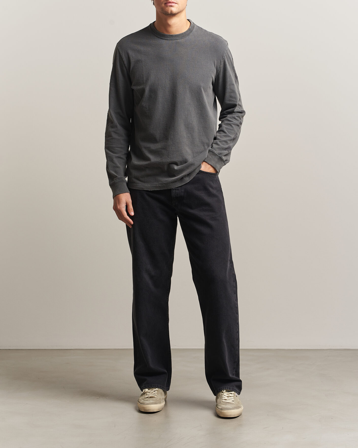 Herren | Pullover | Golden Goose | Long Sleeve Garment Dyed T-Shirt Anthracite