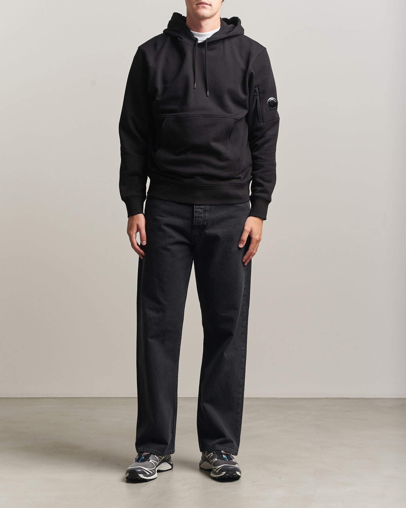 Herren | Pullover | C.P. Company | Diagonal Raised Fleece Lens Hood Black
