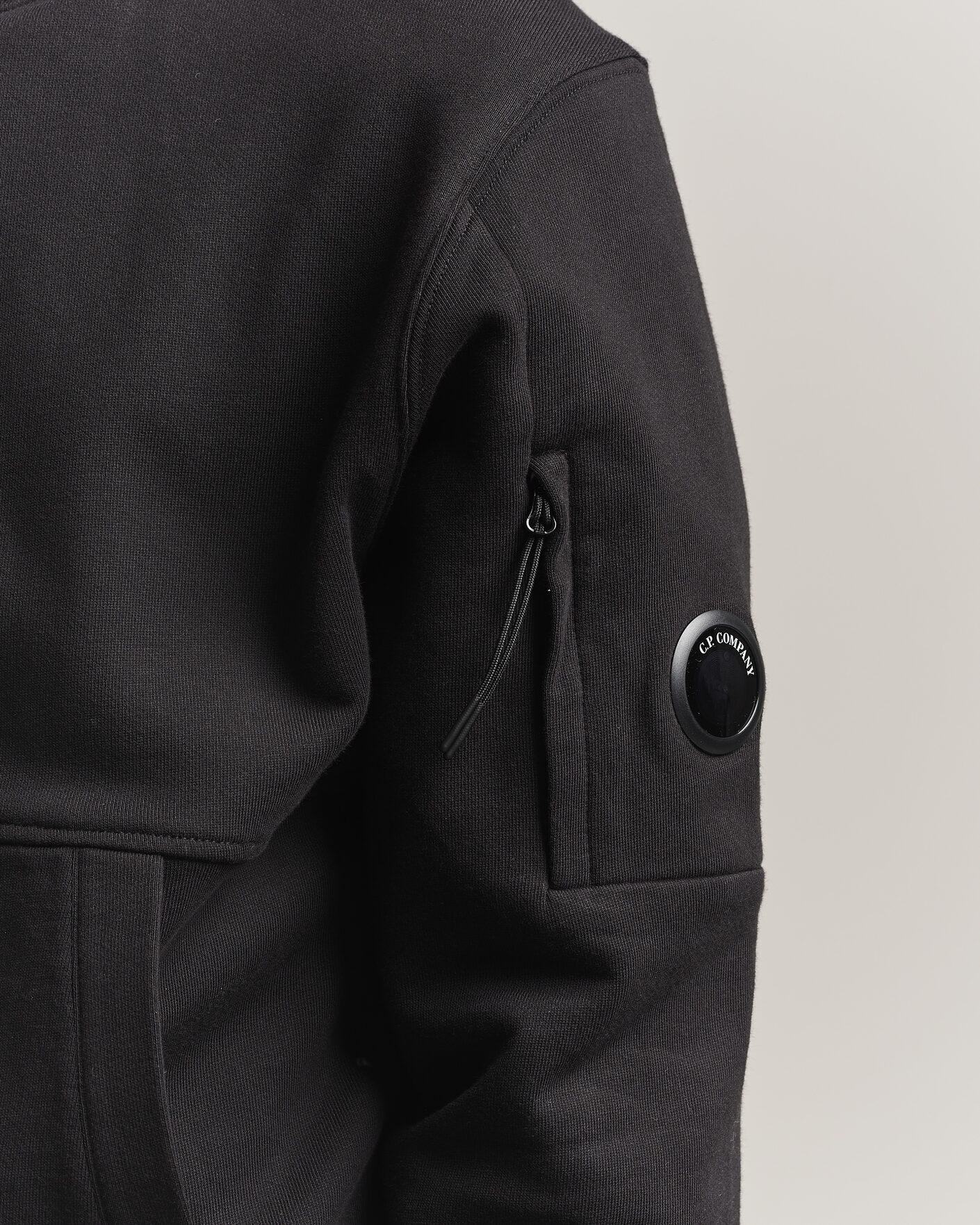 Herren | Pullover | C.P. Company | Diagonal Raised Fleece Lens Hood Black