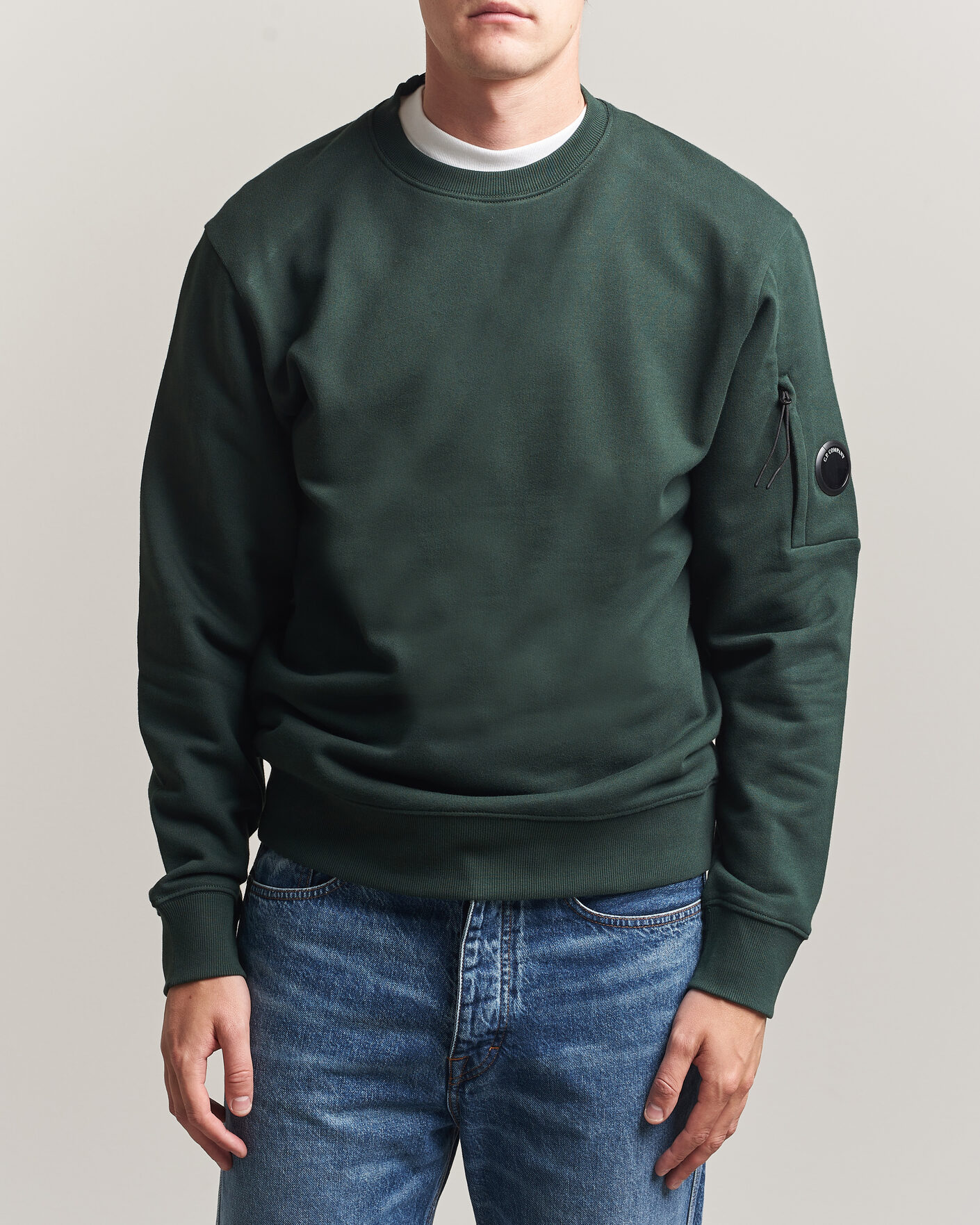 Herren | Pullover | C.P. Company | Diagonal Raised Fleece Lens Sweatshirt Emerald Green