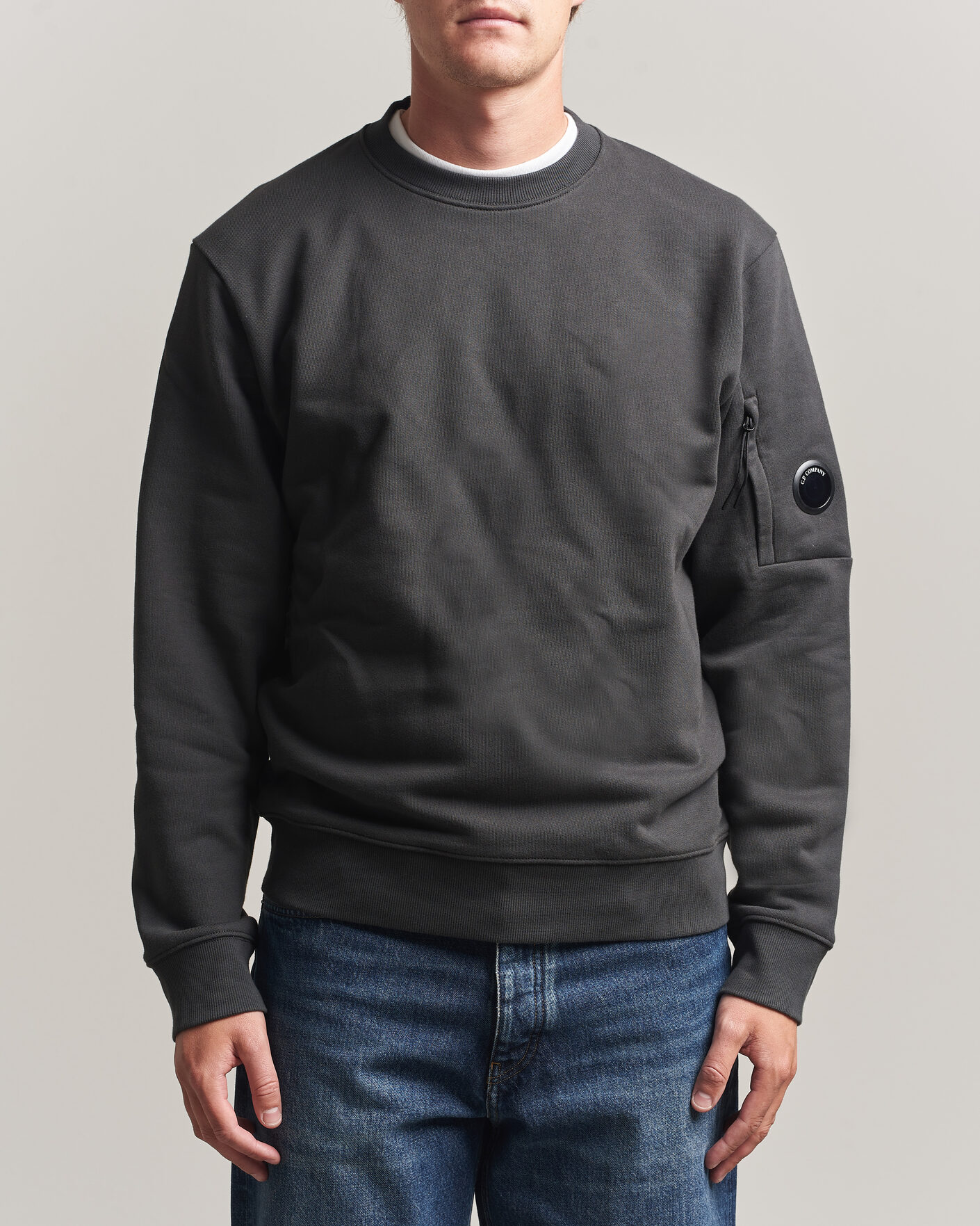 Herren | Pullover | C.P. Company | Diagonal Raised Fleece Lens Sweatshirt Dark Grey