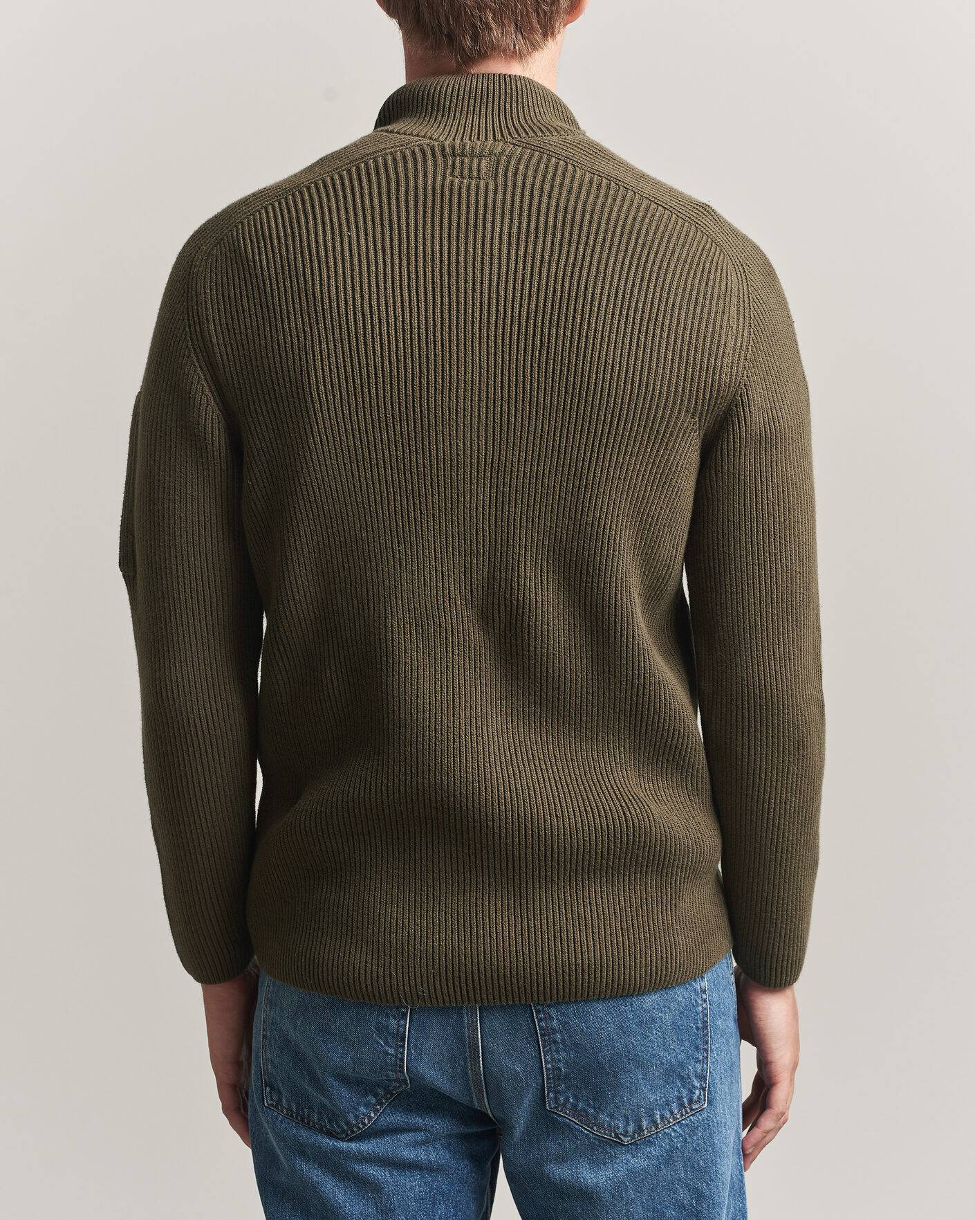 Herren | Pullover | C.P. Company | Full Rib Knitted Cotton Half Button Dark Green