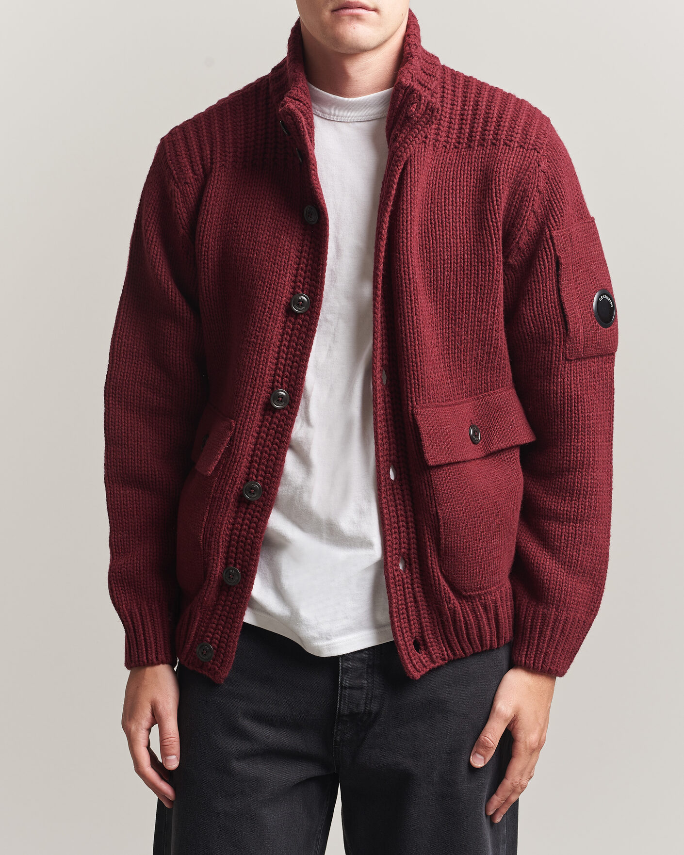 Herren | Pullover | C.P. Company | Heavy Lambswool Cardigan Burgundy