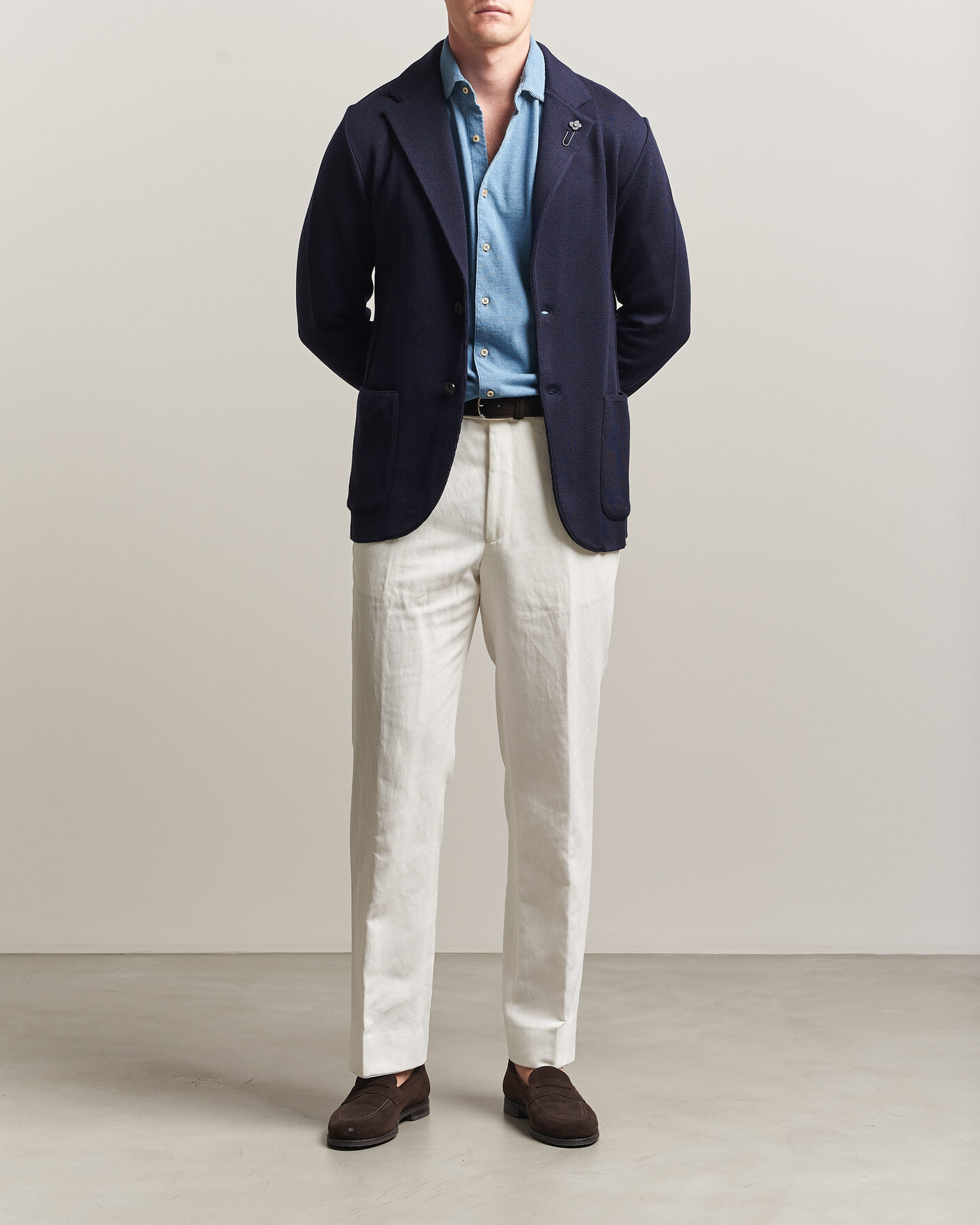 Herren | Sakkos | Lardini | Knitted Wool Blazer Navy