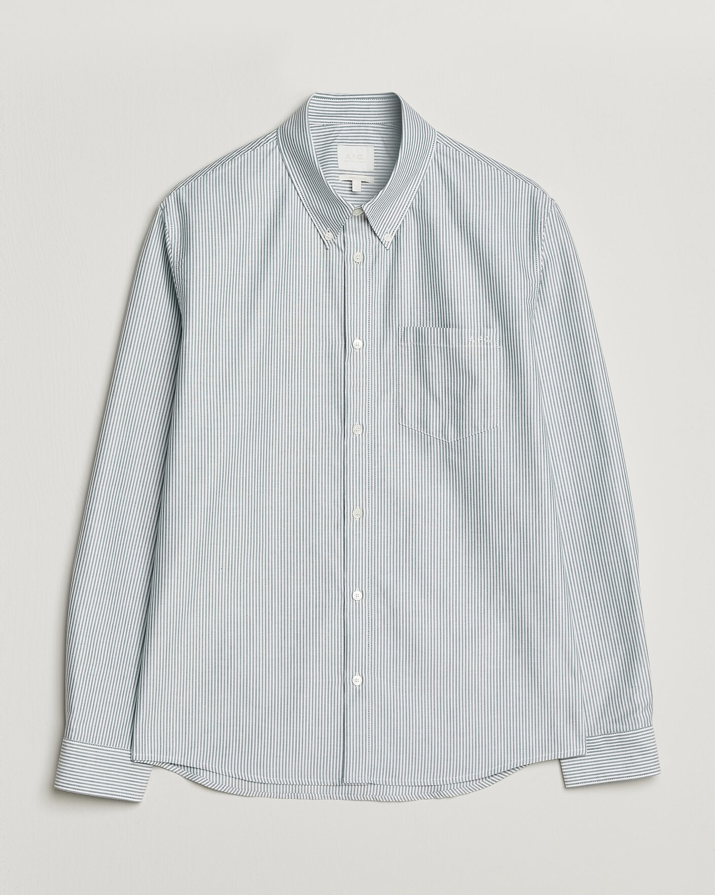 Herren | Hemden | A.P.C. | Greg Striped Oxford Shirt Green/White