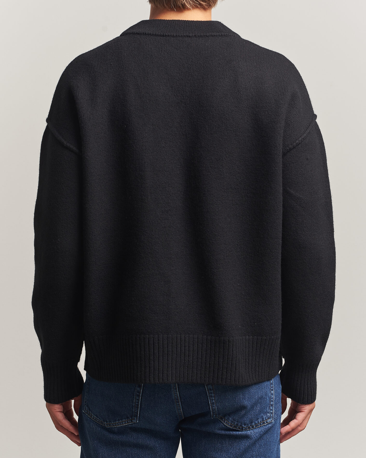Herren | Pullover | AMI | Big Heart Logo Wool Knitted Cardigan Black