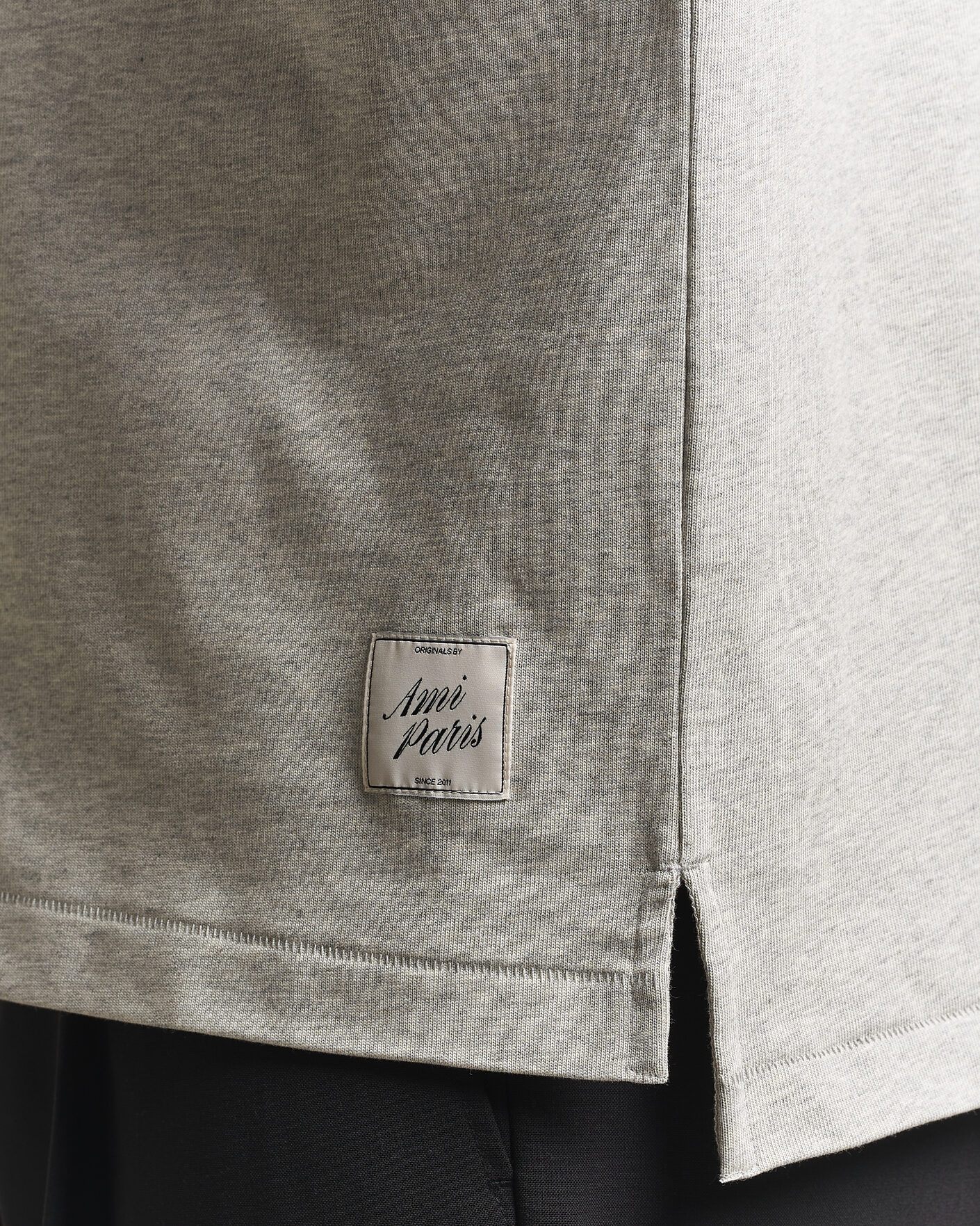 Herren | Pullover | AMI | Heritage Logo Rugger Light Grey Melange