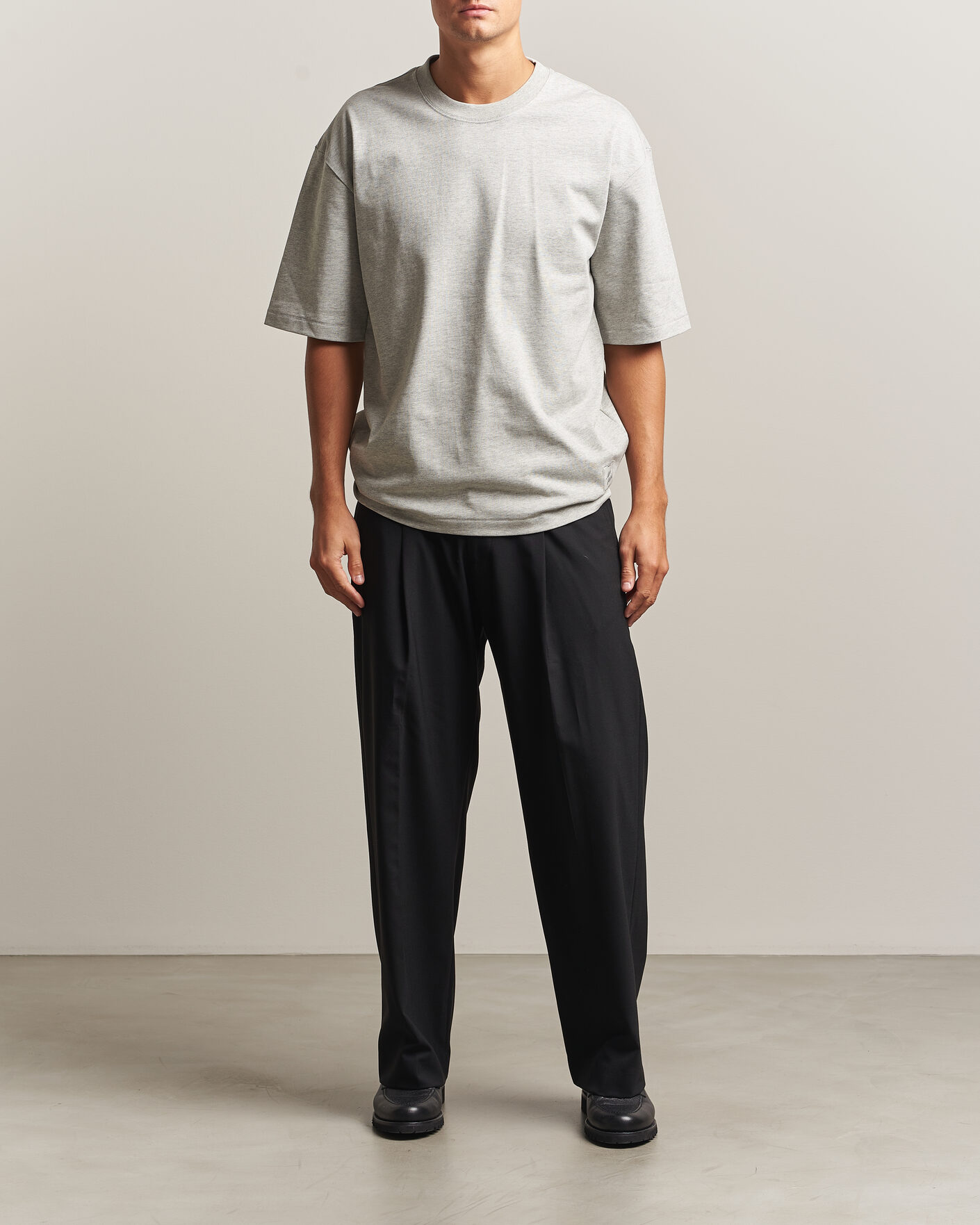Herren | T-Shirts | AMI | Heritage Logo T-Shirt Light Grey Melange