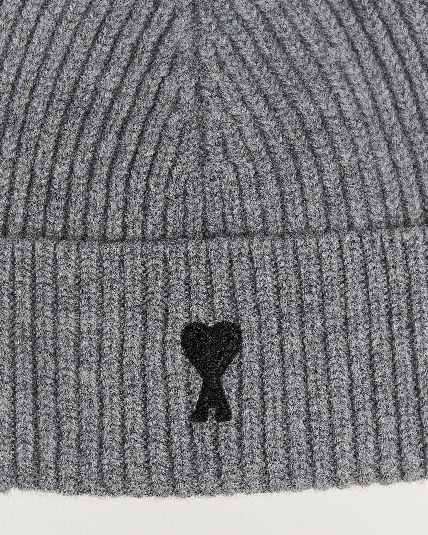 Herren | Mützen | AMI | Contrasted Heart Logo Beanie Light Grey Melange