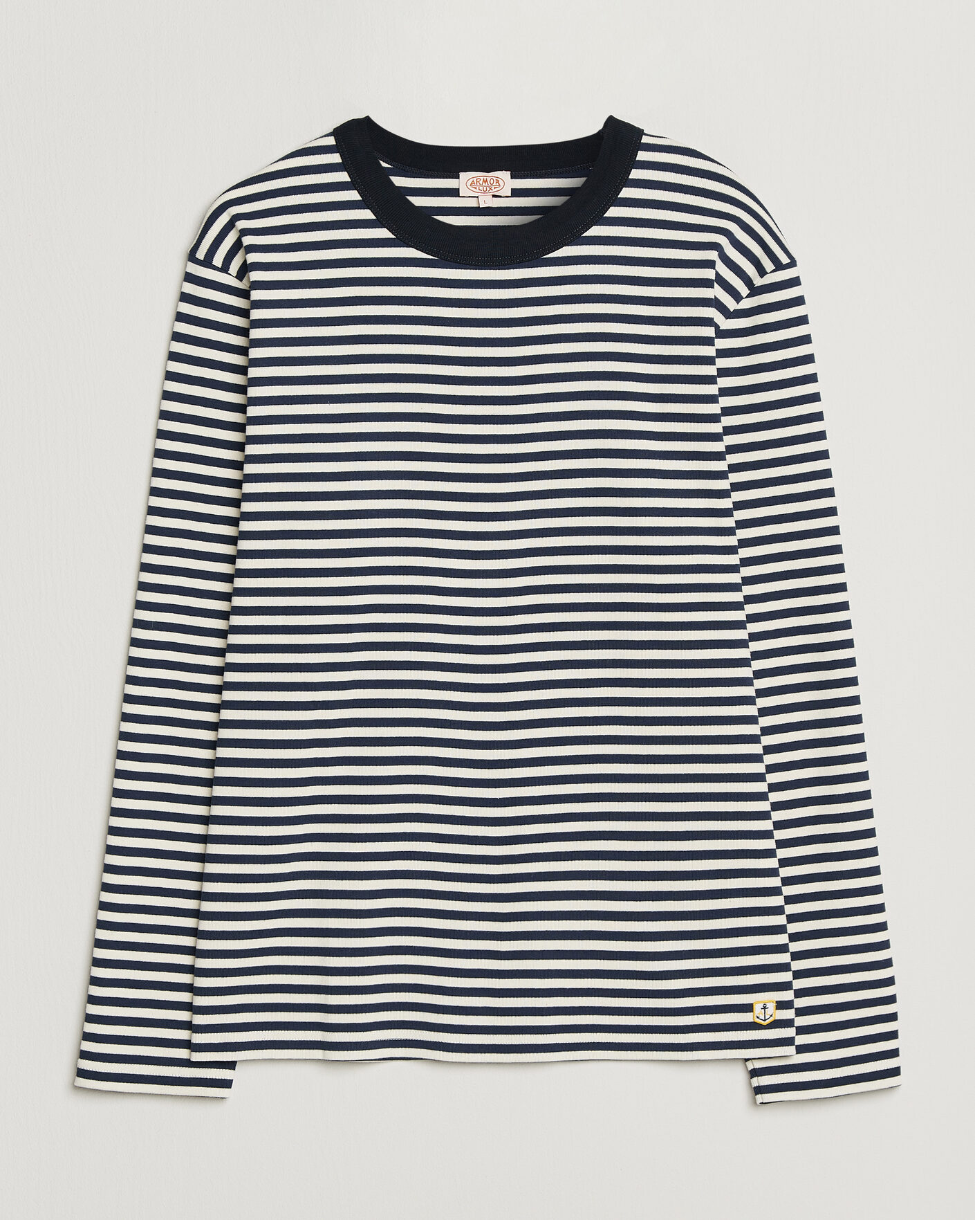 Herren | T-Shirts | Armor-lux | Héritage Striped Long Sleeve T-Shirt Marine/Milk