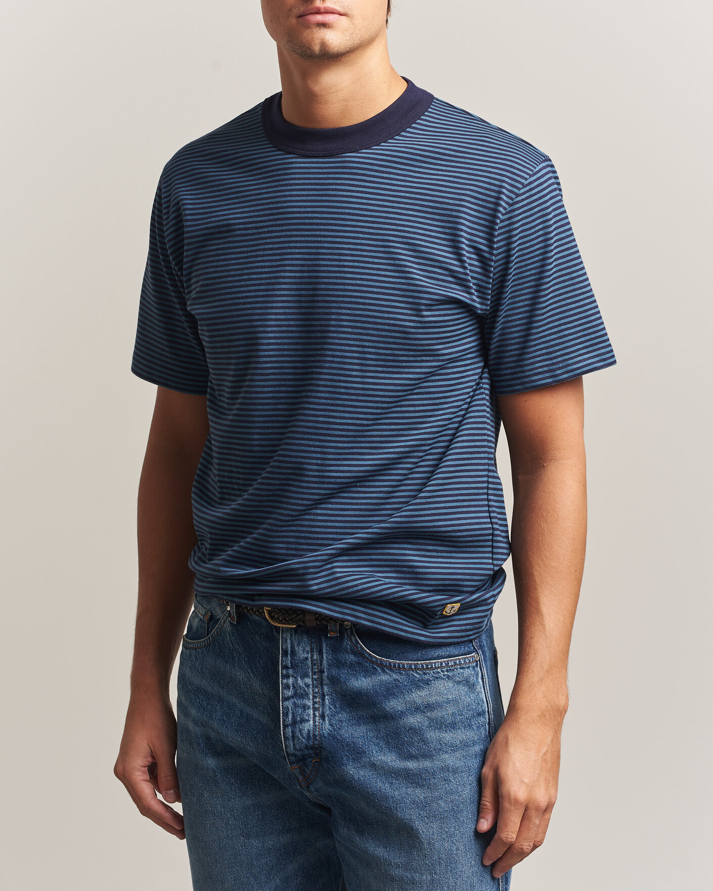 Herren | T-Shirts | Armor-lux | Héritage Callac Striped T-Shirt Navy/Teal