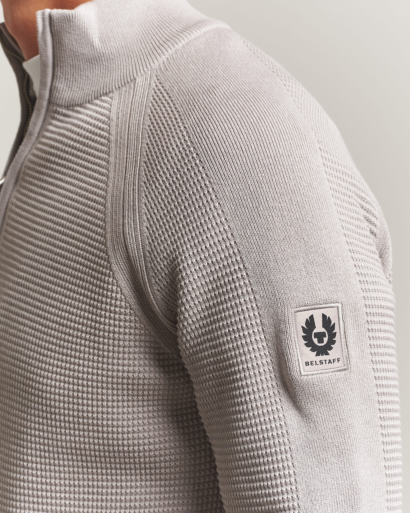 Herren | Pullover | Belstaff | Bradwell Cotton Knitted Quarter Zip Concrete