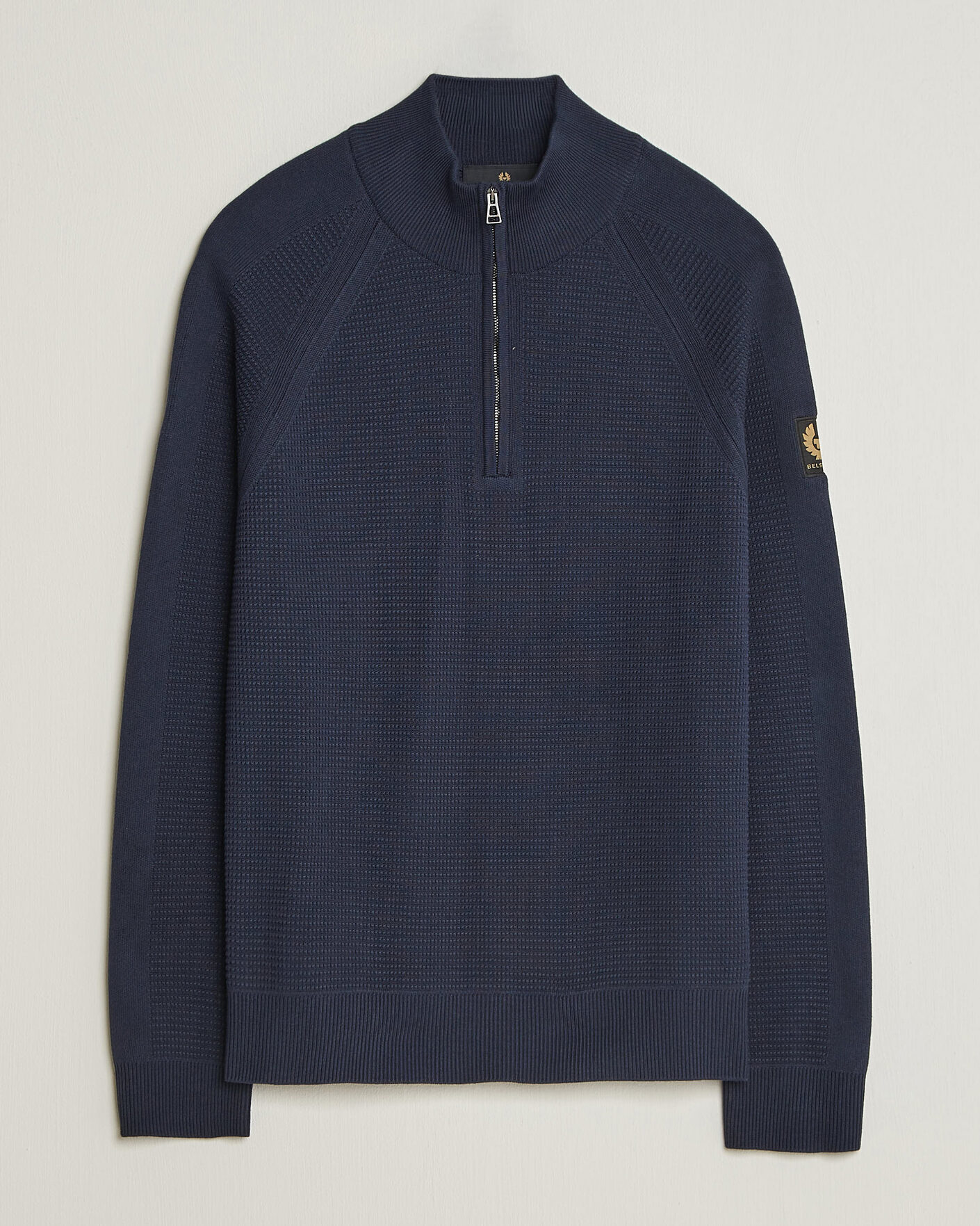 Herren | Pullover | Belstaff | Bradwell Cotton Knitted Quarter Zip Dark Ink
